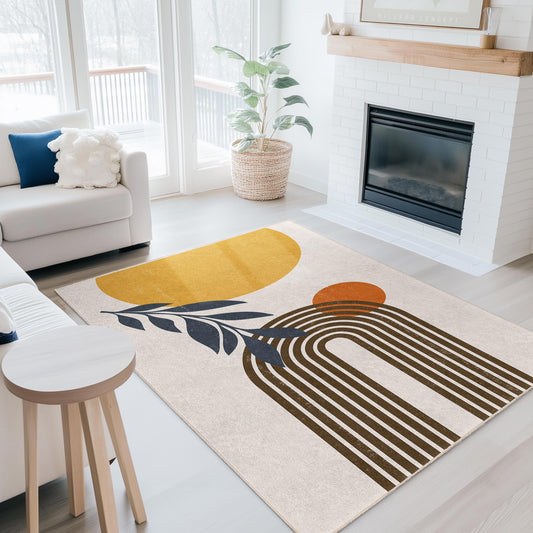 Abstract Rainbow Design Rectangular Area Rug, Modern Home Decor Rug, Geometric Pattern Carpet, Living Room Accent Rug, Stylish Floor Mat