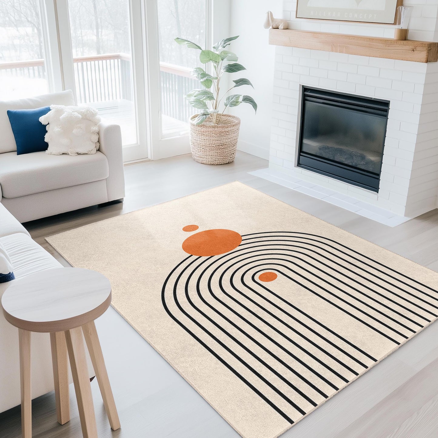 Geometric Rainbow Pattern Rectangular Rug, Modern Minimalist Area Rug, Stylish Home Decor, Living Room Rug, Unique Floor Mat