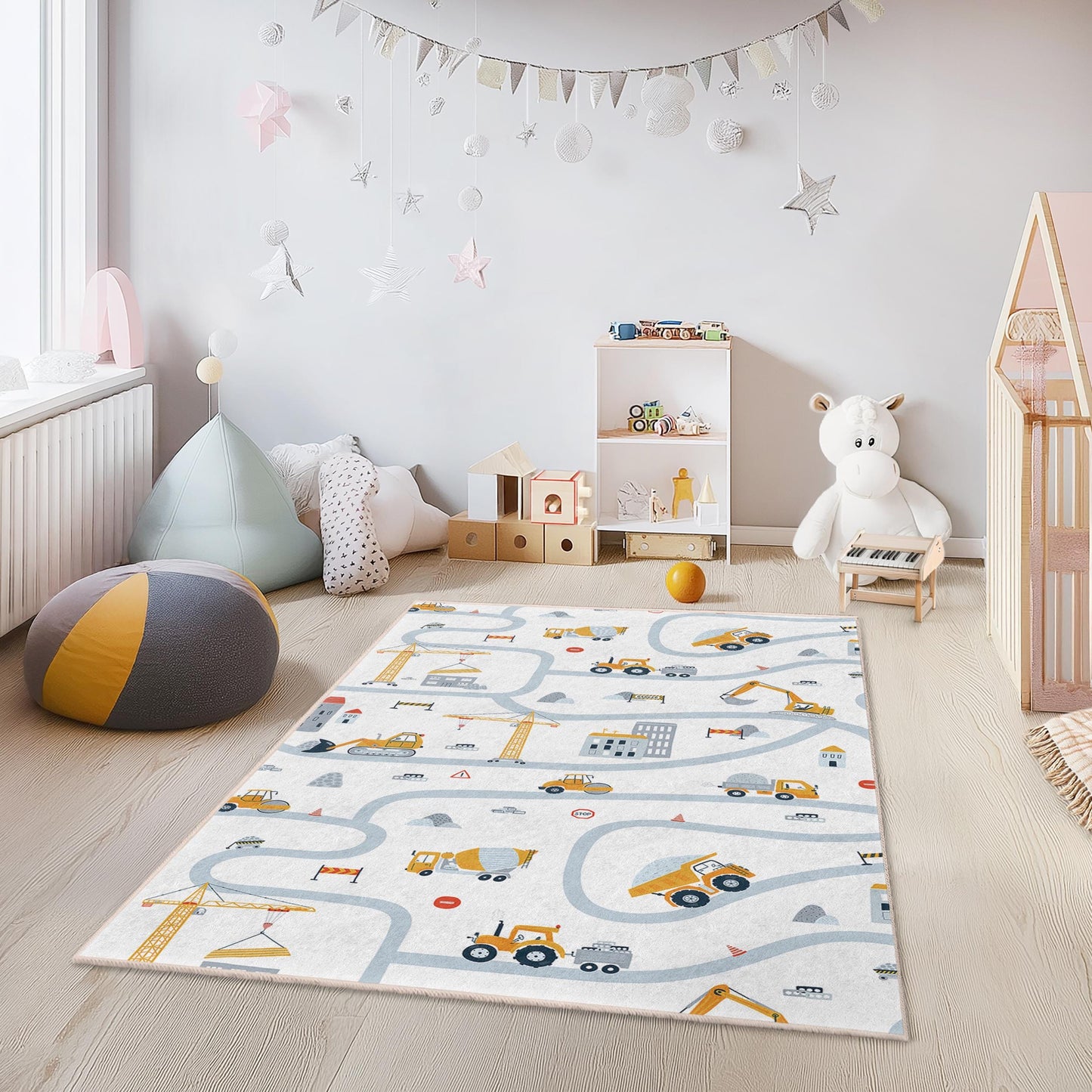 Baustellen-Spielteppich: Straßenkarten-Teppich fürs Kinderzimmer