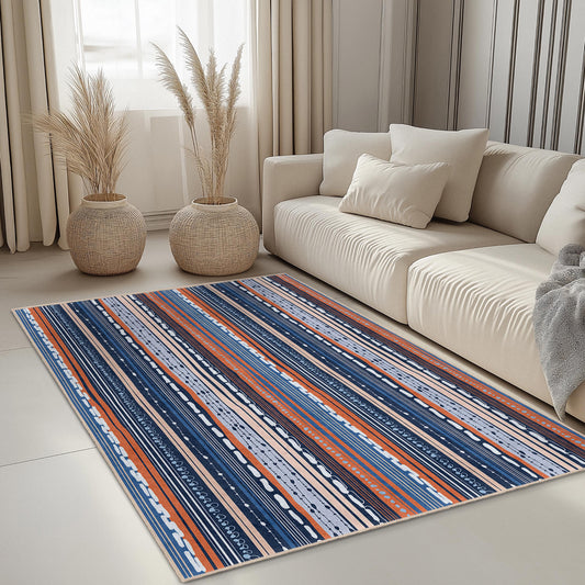 Elegant Striped Rectangle Area Rug, Modern Geometric Design, Soft Living Room Carpet, Decorative Floor Mat for Home