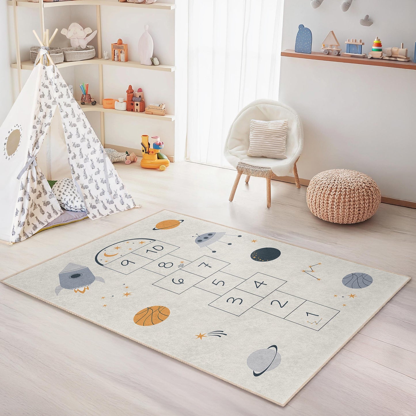 Weltraum-Hüpfteppich: Galaxie-Spielmatte für Kinder, Kinderzimmerdekoration