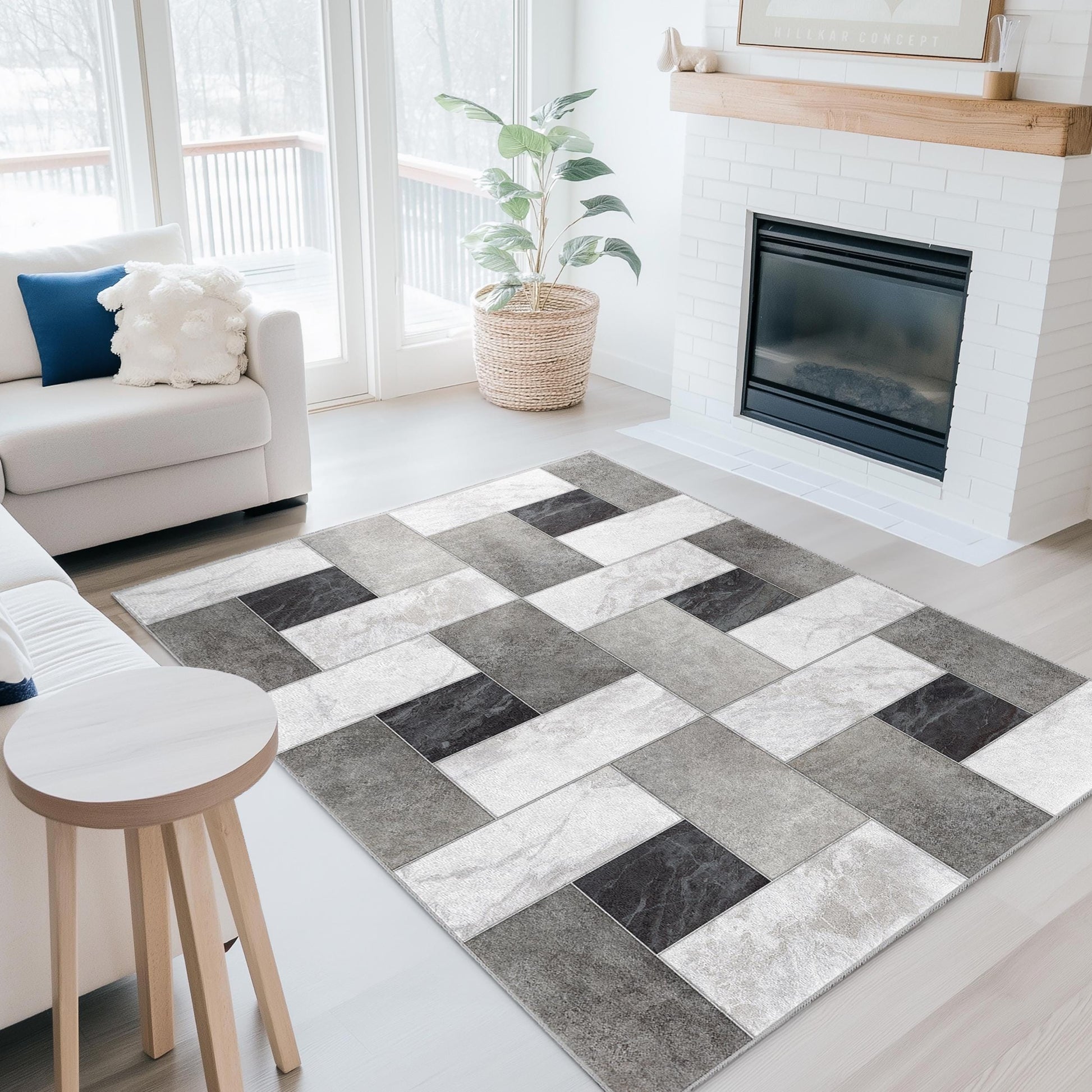 Geometric Pattern Rectangular Area Rug, Modern Living Room Carpet, Soft Indoor Rug, Contemporary Home Decor, Stylish Floor Mat