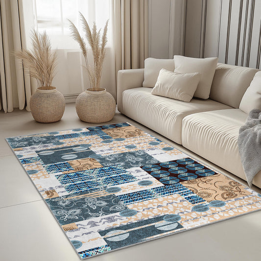 Geometric Pattern Rectangle Rug, Modern Decorative Area Rug, Textured Floor Mat for Living Room, Bedroom, Office, Stylish Home Decor