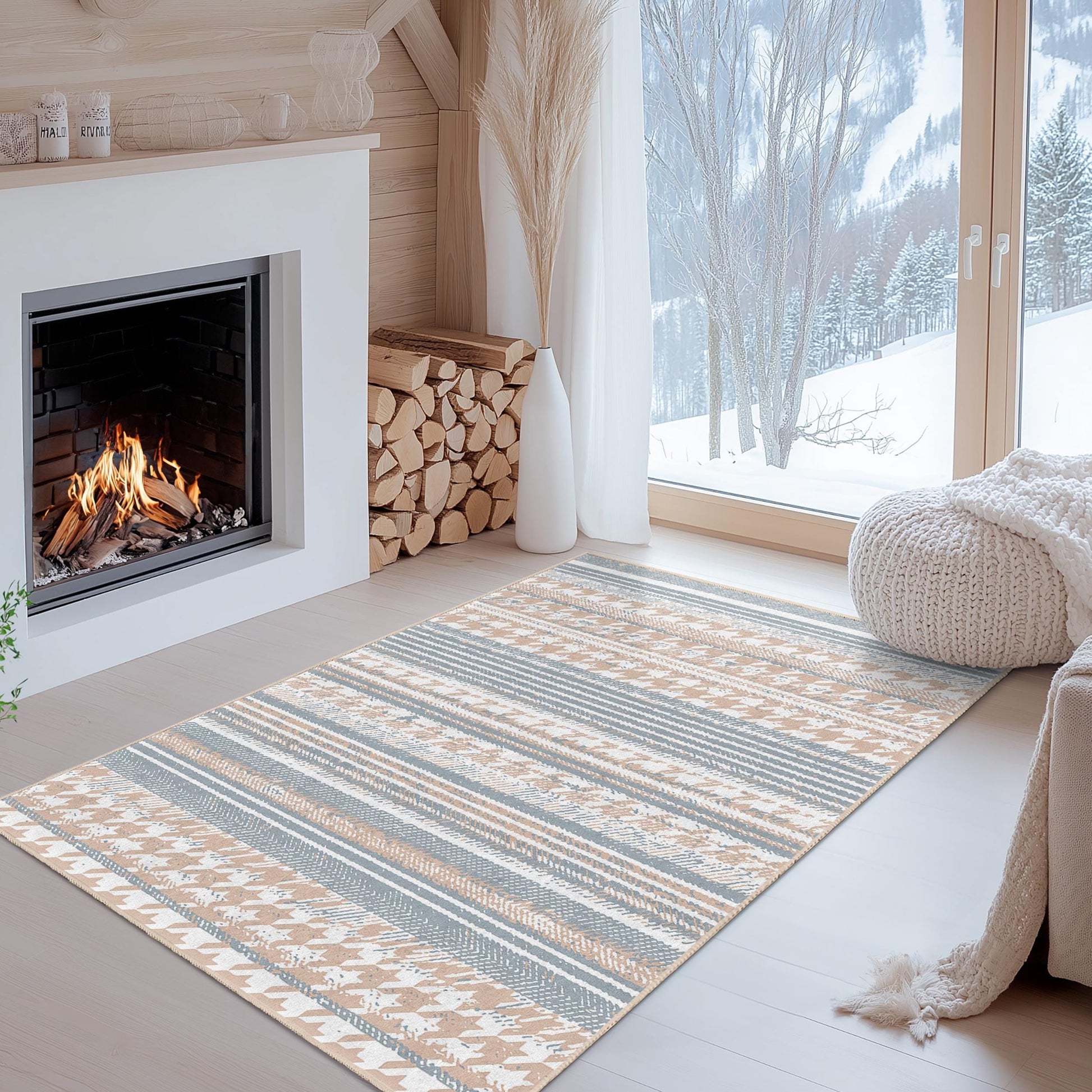 Chic Striped Rectangle Area Rug, Modern Living Room Carpet, Stylish Home Decor, Soft Touch Rectangle Rug, Contemporary Floor Mat