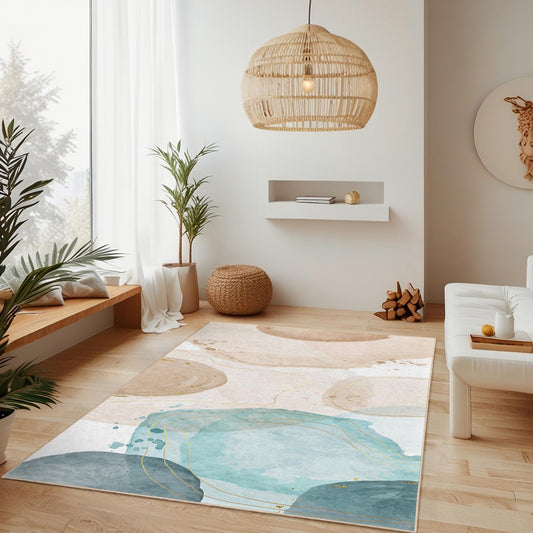 Abstract Watercolor Rectangular Area Rug | Modern Decorative Carpet for Living Room | Stylish Home Decor Accent