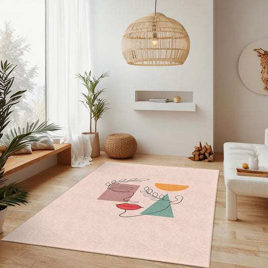 Geometric Pattern Decorative Rectangle Area Rug | Modern Living Room Carpet | Stylish Home Decor | Unique Geometric Design Rug