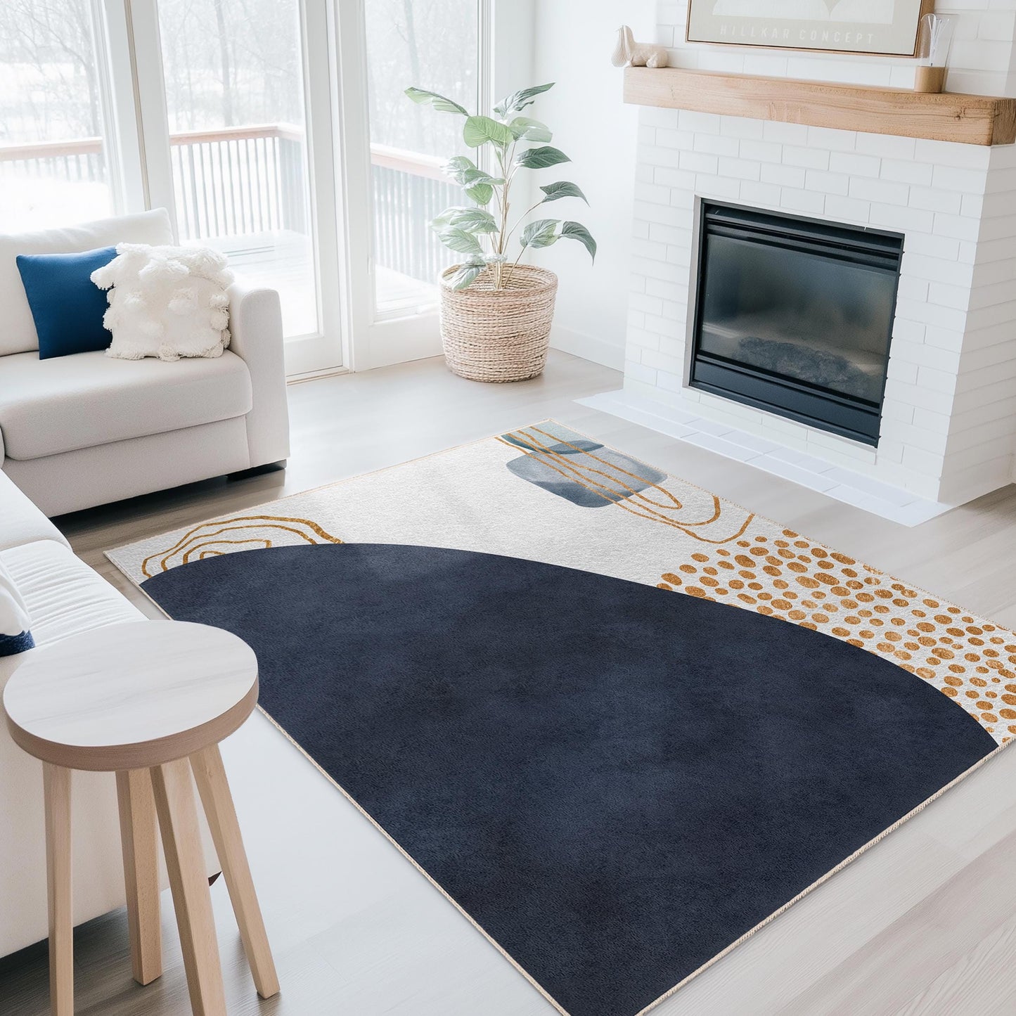 Chic Geometric Floor Mat | Abstract Geometric Design Rectangular Area Rug | Modern Living Room Carpet | Stylish Home Decor