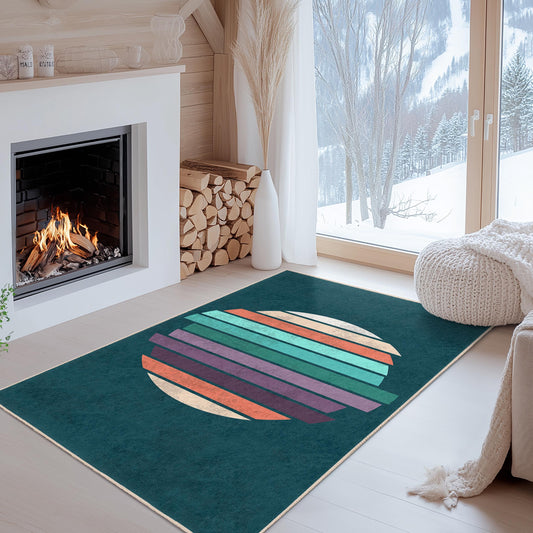 Colorful Striped Round Area Rug, Boho Chic Round Carpet, Living Room Decor, Modern Round Rug, Soft Round Floor Mat