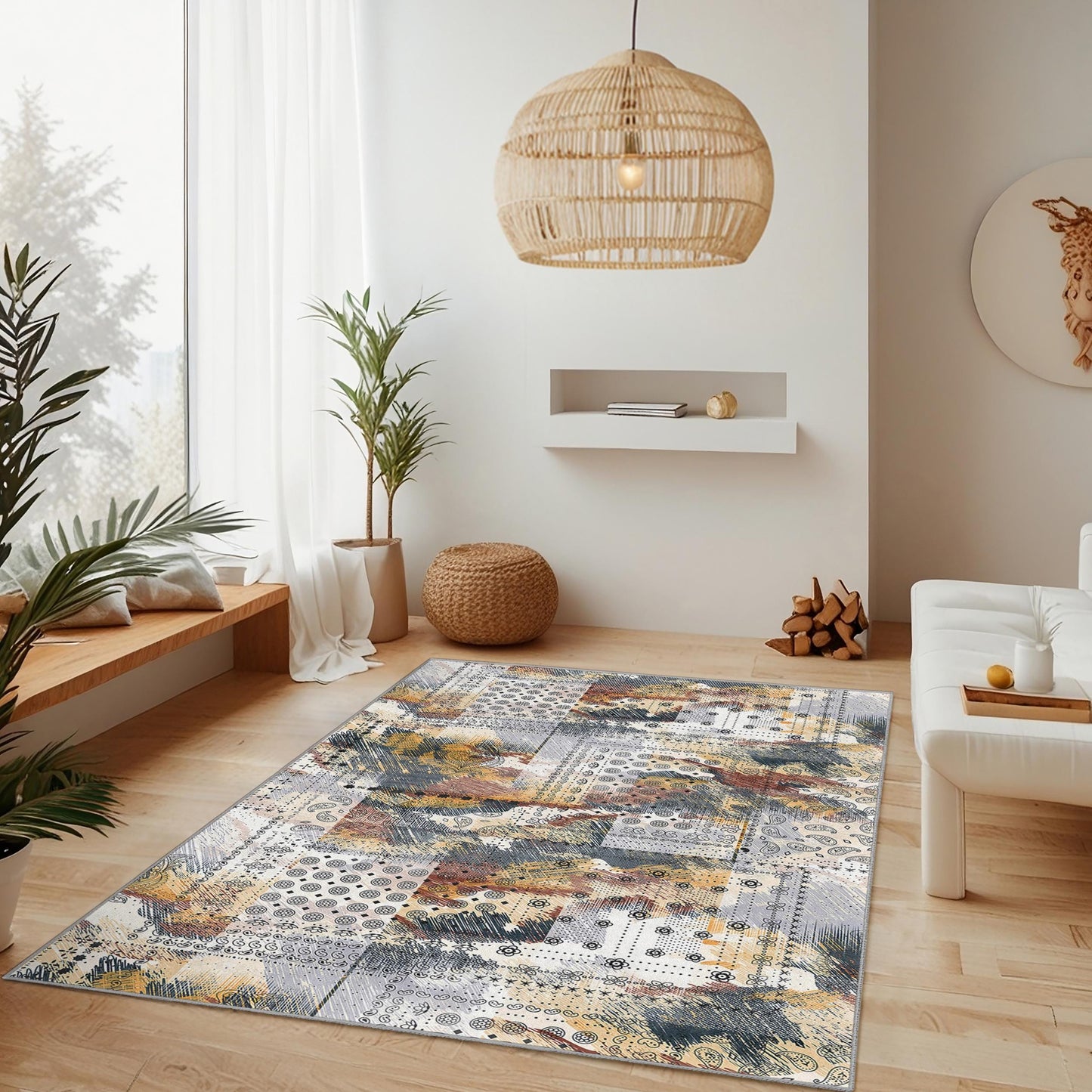 Abstract Geometric Pattern Area Rug, Modern Rectangle Carpet, Living Room Rug, Stylish Home Decor, Soft Floor Mat, Unique Design