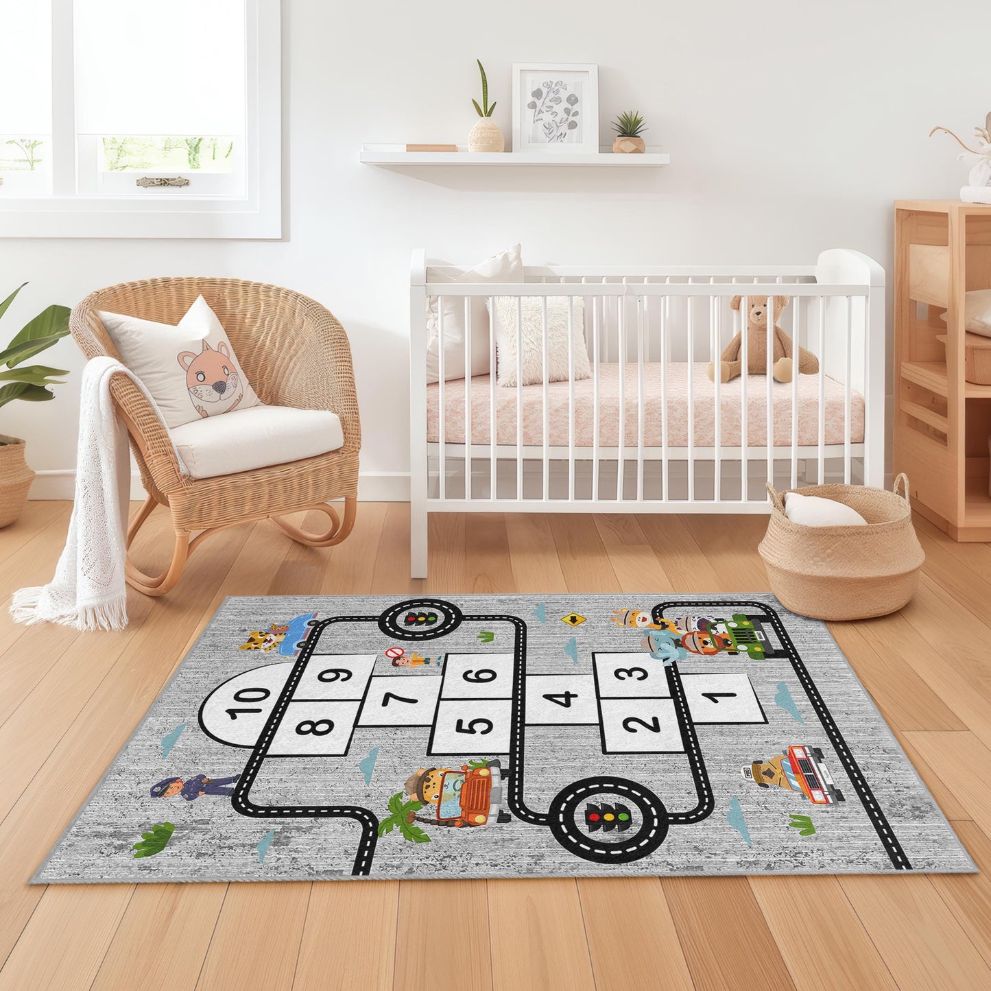 Kinderteppich mit Straßenkartenmotiv: Hüpfspielmatte, pädagogische Spielzimmerdekoration