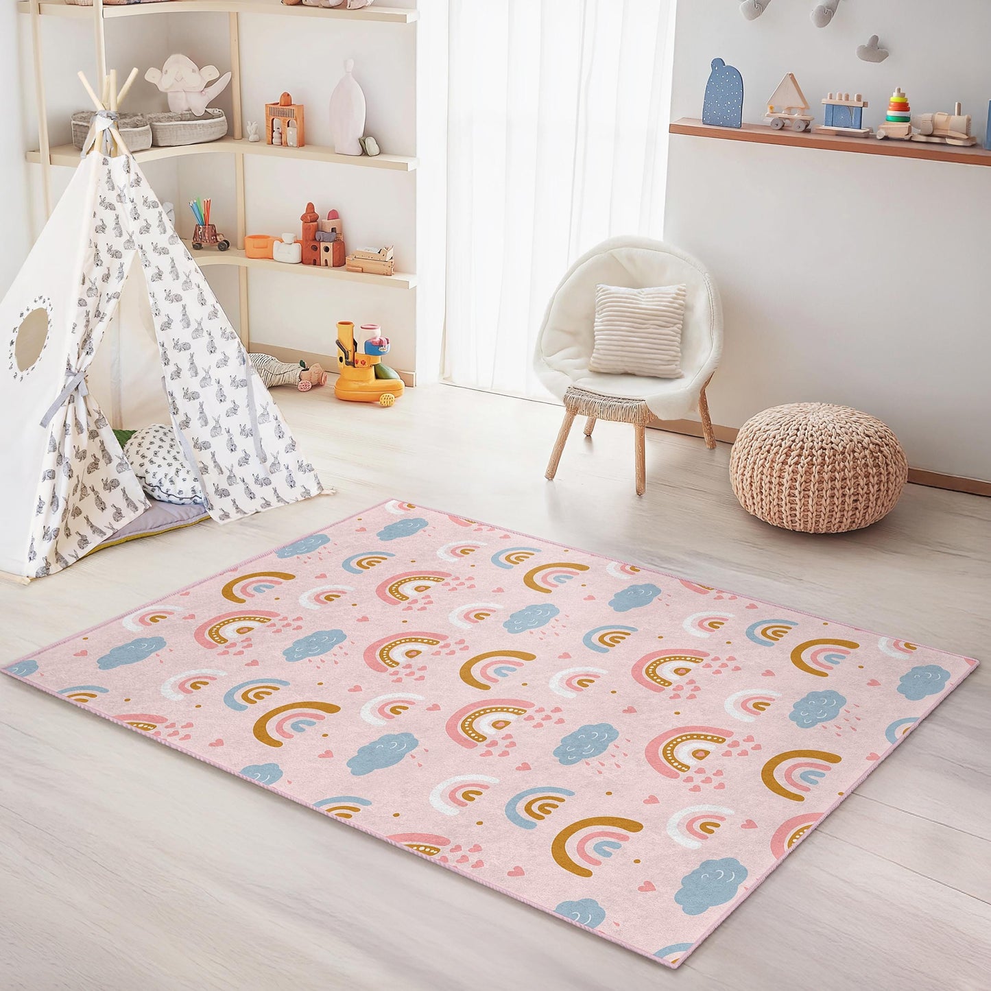 Regenbogen-Teppich für Kinder, bunter rechteckiger Spielteppich, weicher Kinderzimmerteppich, Kinderzimmerdeko, Spielzimmer-Basics