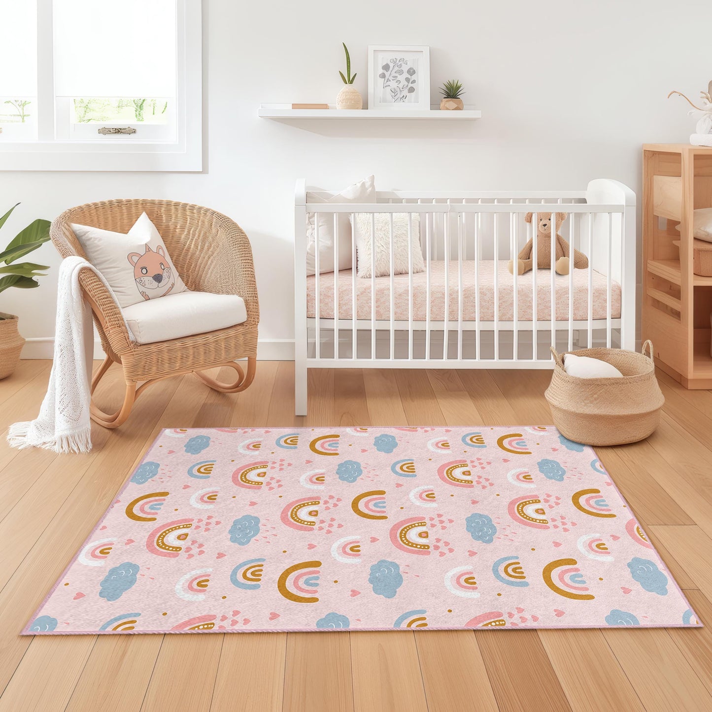 Regenbogen-Teppich für Kinder, bunter rechteckiger Spielteppich, weicher Kinderzimmerteppich, Kinderzimmerdeko, Spielzimmer-Basics