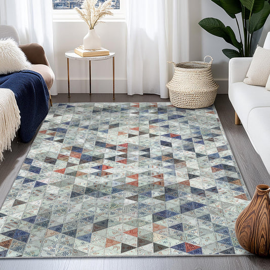 Geometric Triangle Pattern Rectangular Area Rug | Modern Home Decor | Stylish Living Room Carpet | Unique Geometric Design