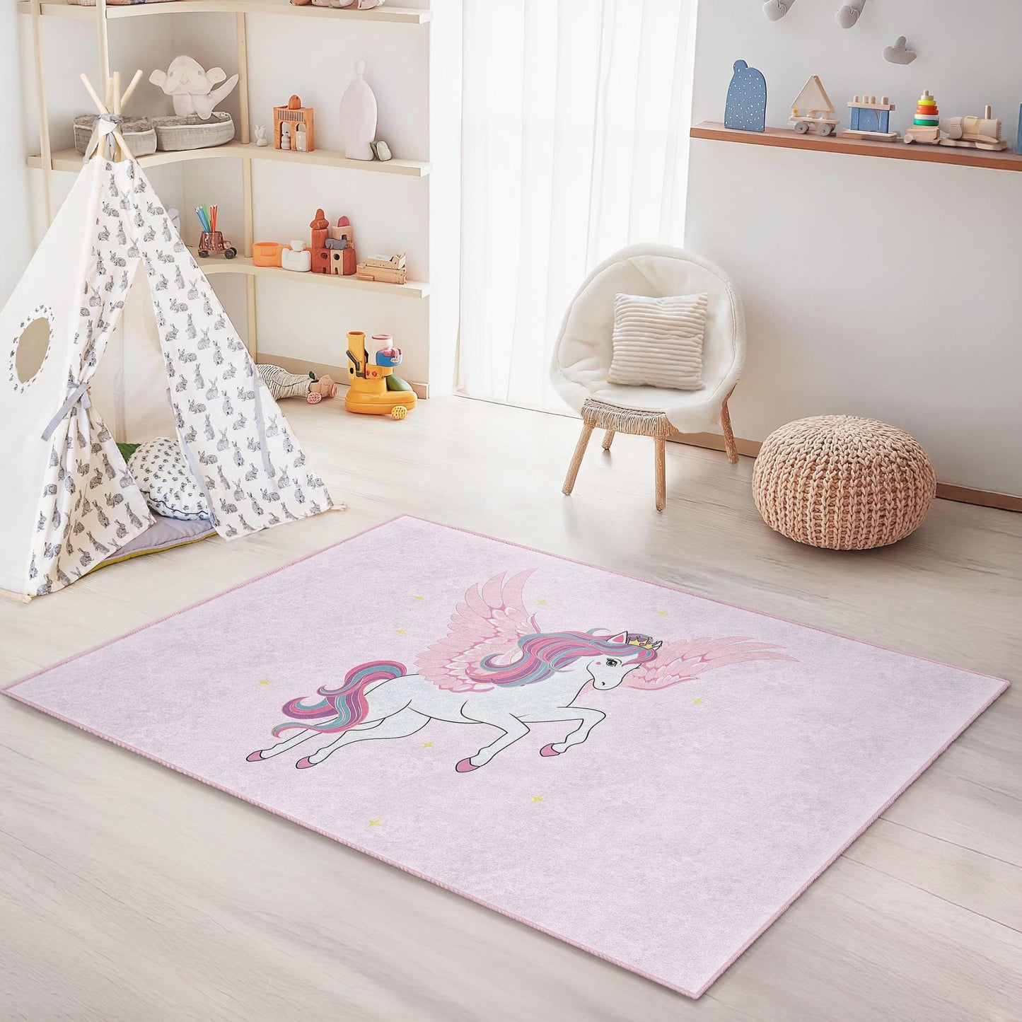 Magischer Einhorn-Kinderteppich: Spielzimmerteppich, Fantasie-Dekoration