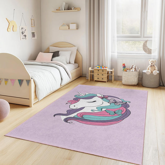 Magical Unicorn Kids Rug: Personalized Nursery Playroom Carpet