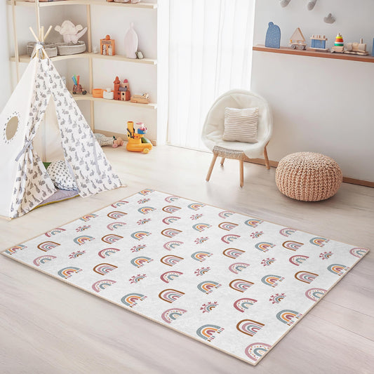 Rainbow Kids Room Rug: Personalized Nursery Play Mat