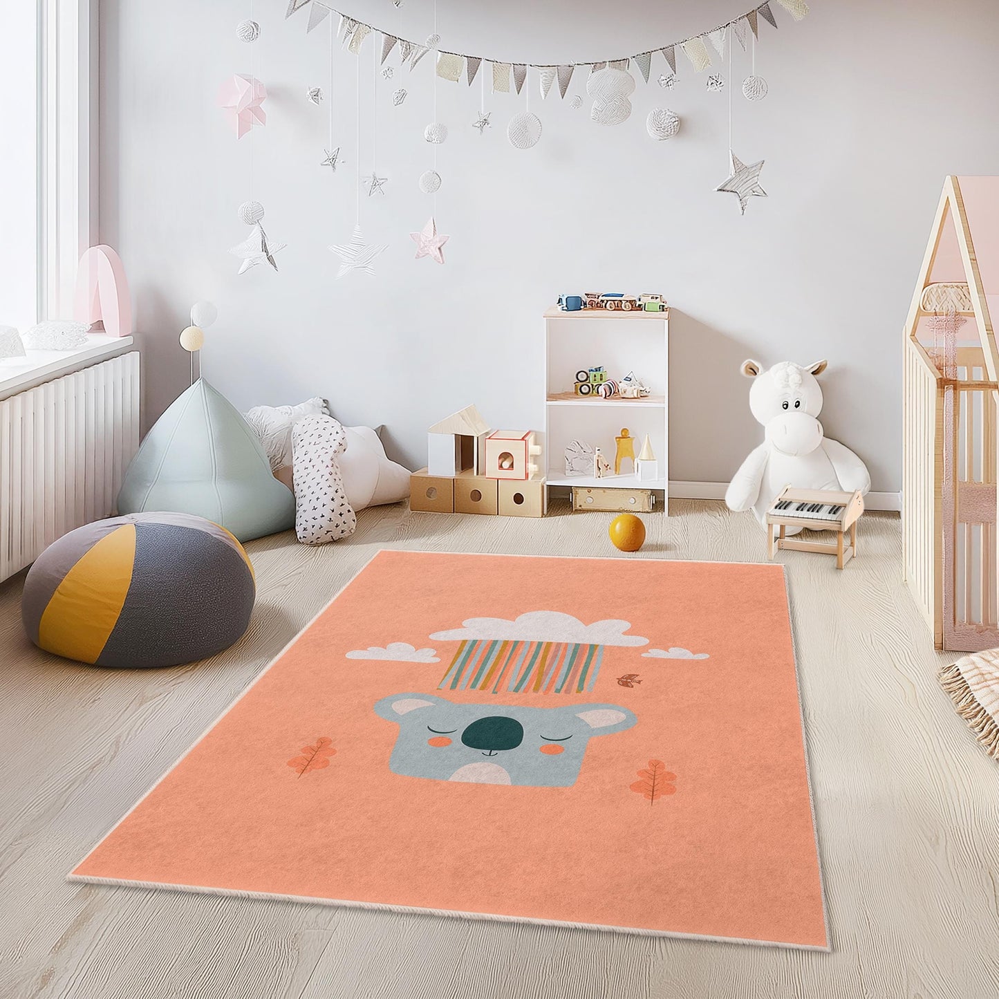 Cute Koala Kids Room Rug, Rectangular Play Mat for Nursery, Childrens Room Decor, Soft and Cozy Carpet, Adorable Animal Rug
