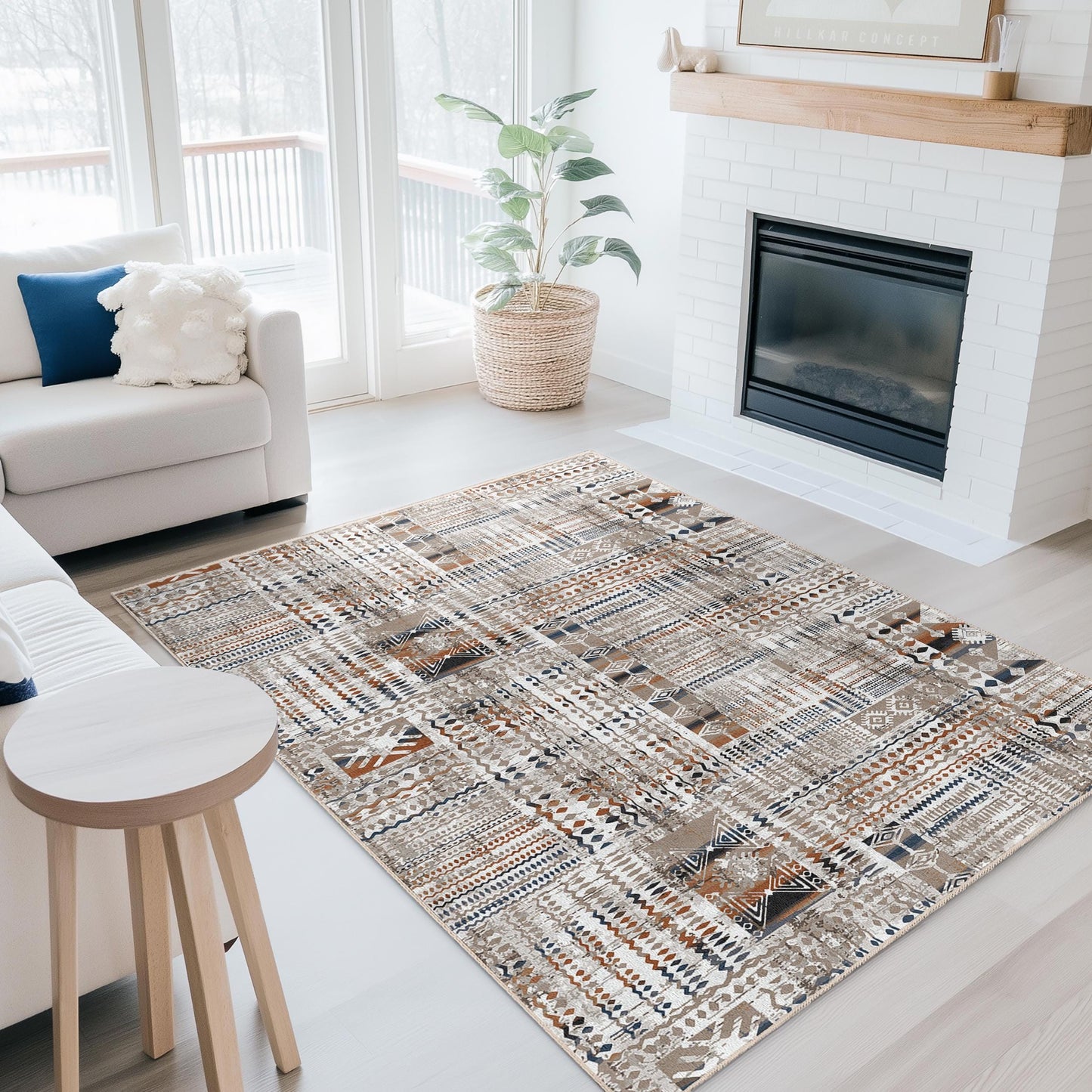 Stilvoller geometrischer Rechteckteppich, moderner gemusterter Teppich für das Wohnzimmer, weicher Indoor-Teppich, dekoratives Wohnaccessoire