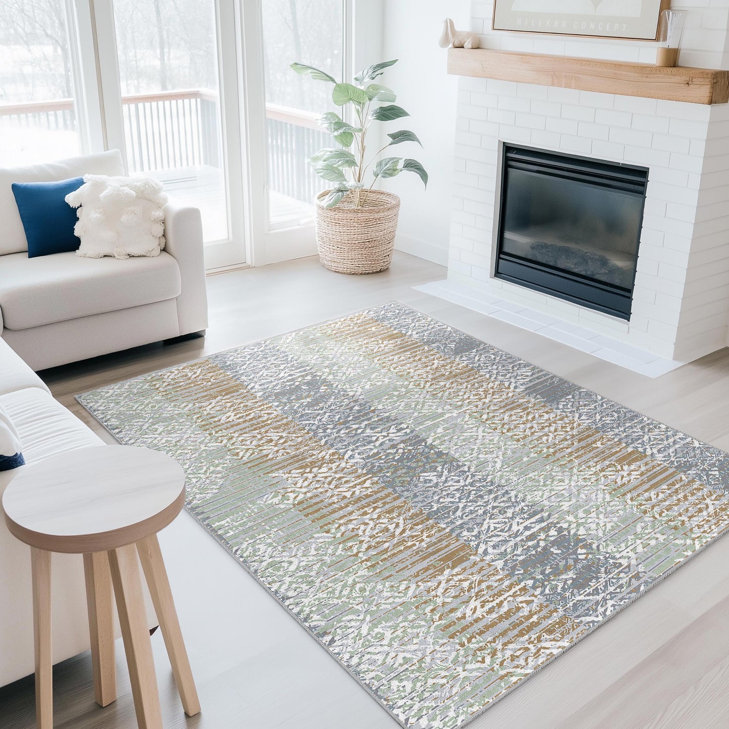 Geometrischer Teppich: Moderner rechteckiger Teppich für das Wohnzimmer