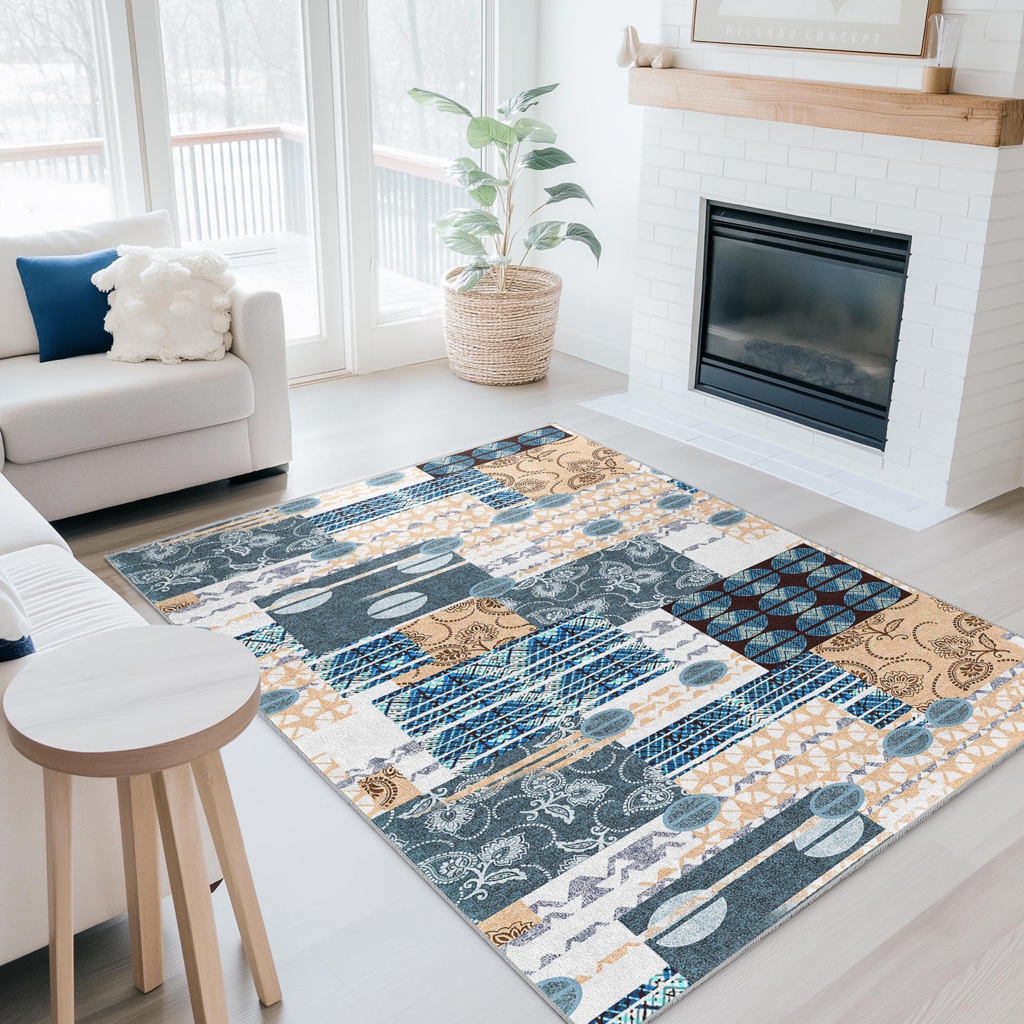 Rechteckiger Teppich mit geometrischem Muster, moderner dekorativer Teppich, strukturierte Fußmatte für Wohnzimmer, Schlafzimmer, Büro, stilvolle Wohndekoration