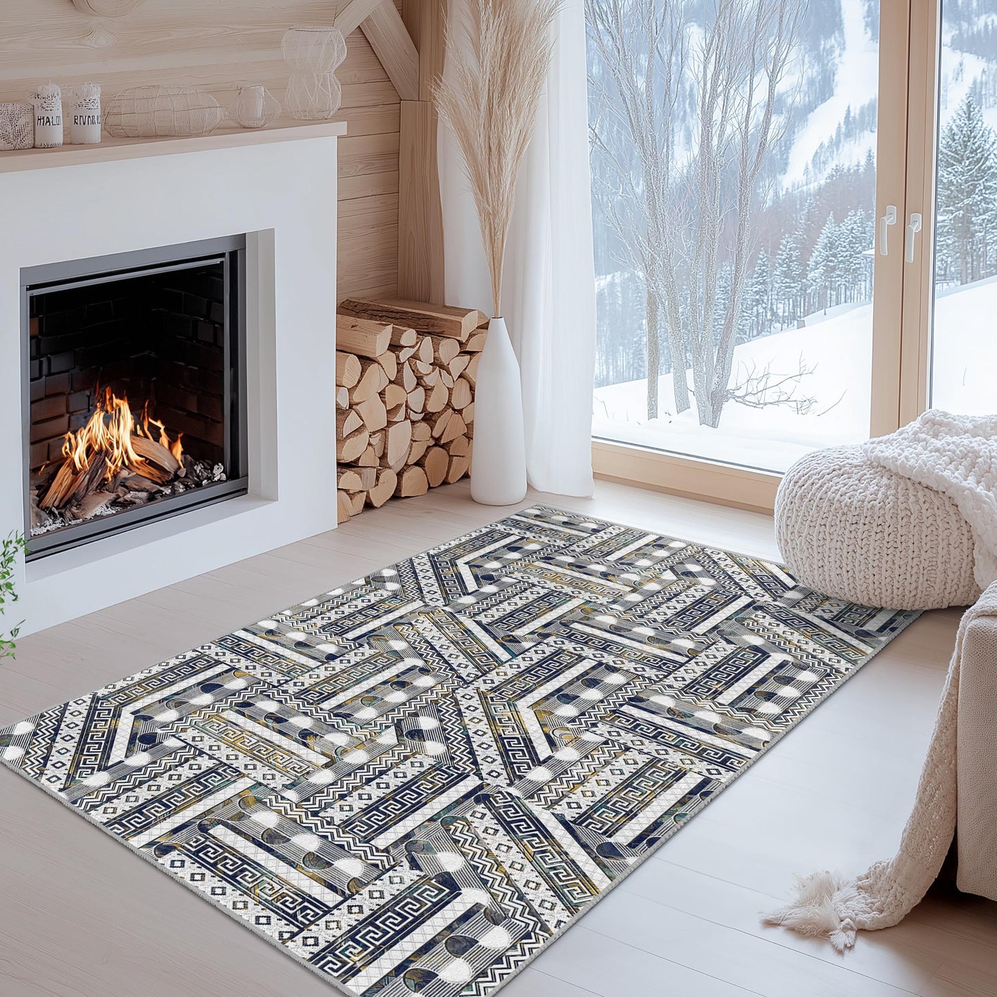 Rechteckiger Teppich mit geometrischem Muster, modernes Design, Wohnzimmerteppich, stilvolle Wohndekoration, Fußmatte für den Innenbereich