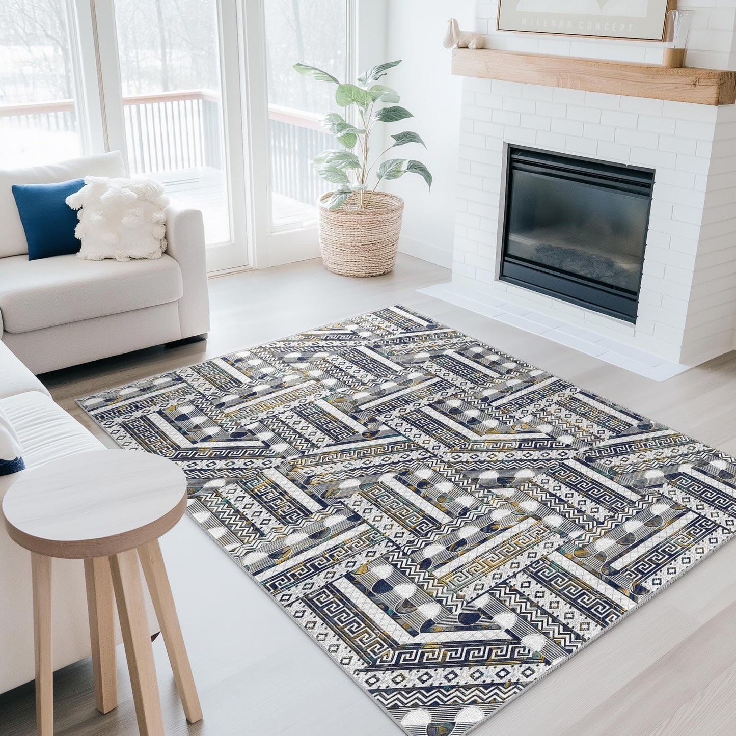 Rechteckiger Teppich mit geometrischem Muster, modernes Design, Wohnzimmerteppich, stilvolle Wohndekoration, Fußmatte für den Innenbereich