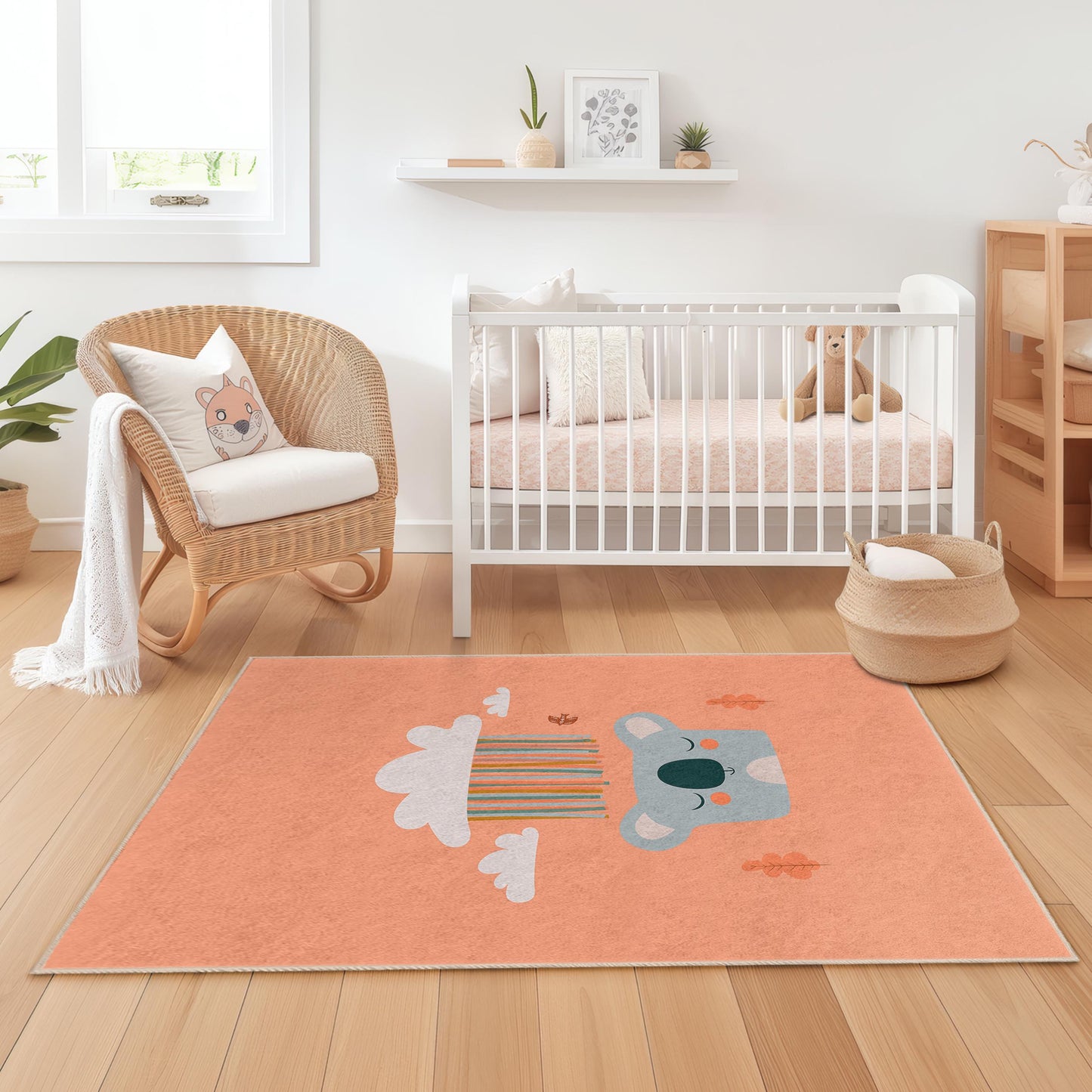 Niedlicher Koala-Kinderzimmerteppich, rechteckige Spielmatte fürs Kinderzimmer, Kinderzimmerdeko, weicher und kuscheliger Teppich, bezaubernder Tierteppich