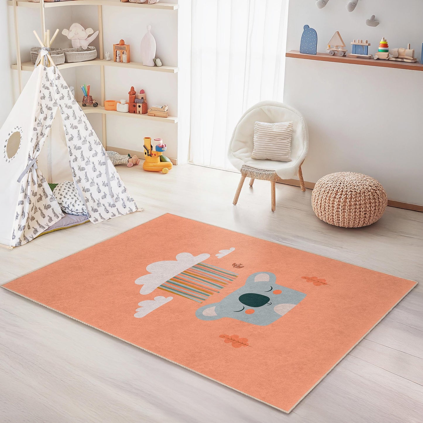 Niedlicher Koala-Kinderzimmerteppich, rechteckige Spielmatte fürs Kinderzimmer, Kinderzimmerdeko, weicher und kuscheliger Teppich, bezaubernder Tierteppich