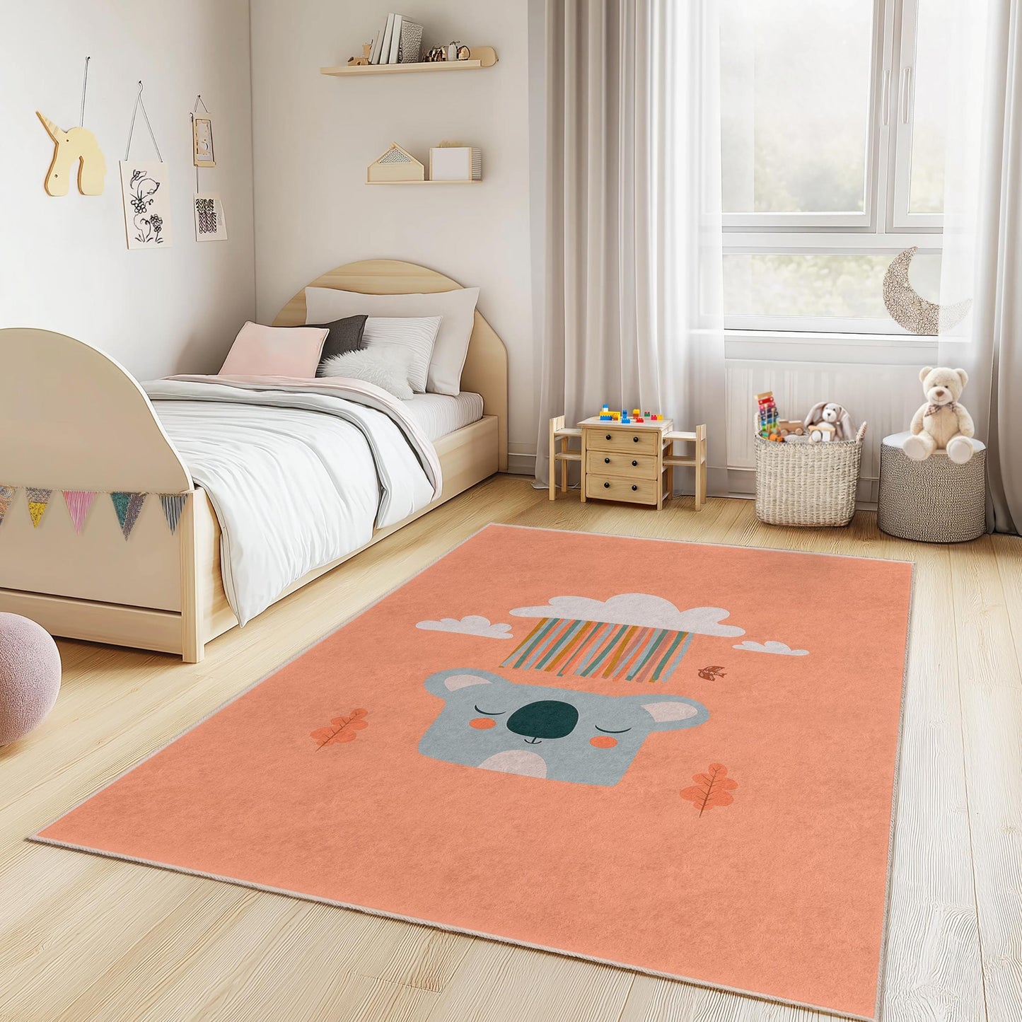 Niedlicher Koala-Kinderzimmerteppich, rechteckige Spielmatte fürs Kinderzimmer, Kinderzimmerdeko, weicher und kuscheliger Teppich, bezaubernder Tierteppich