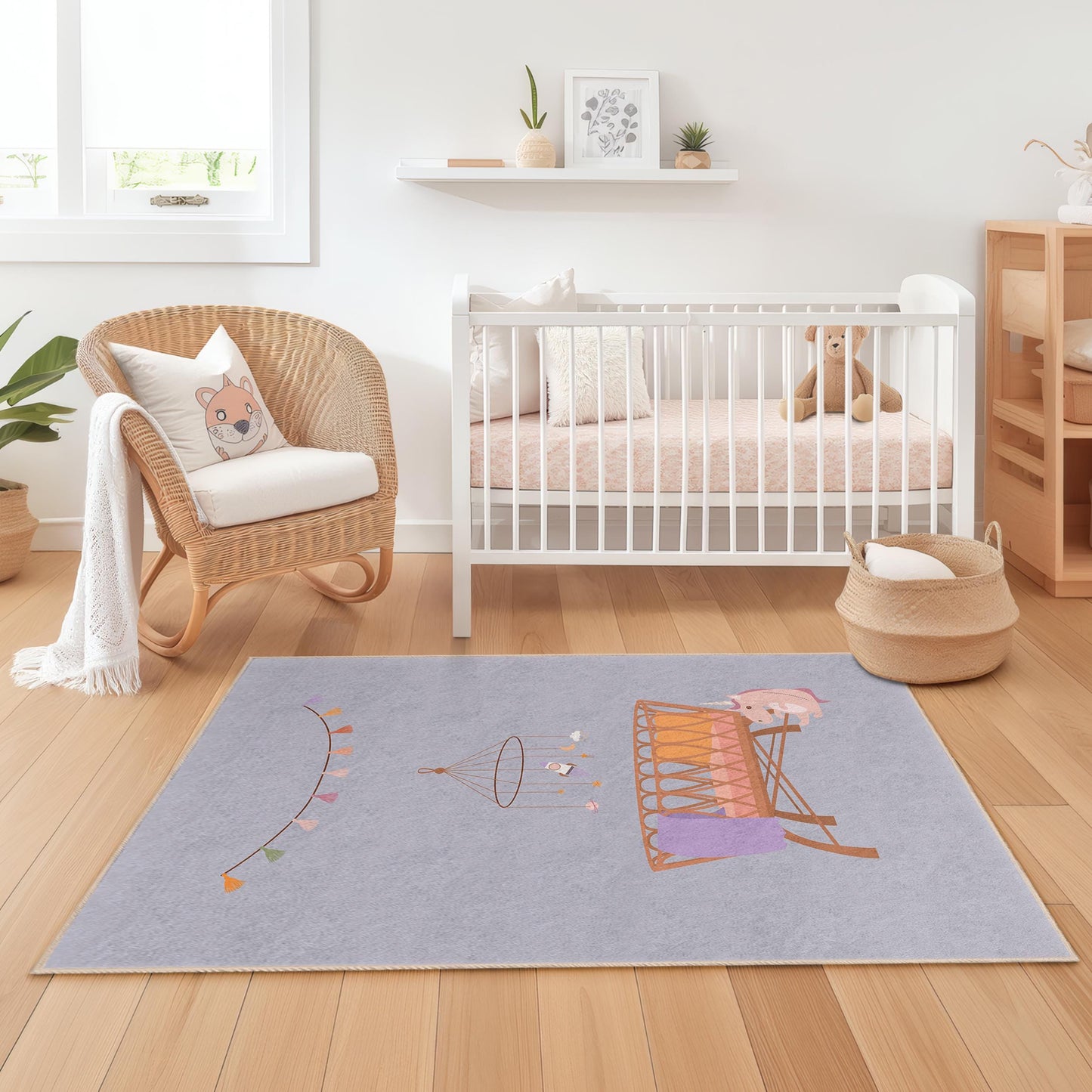 Rechteckiger Kinderteppich „Einhorn-Traum“, niedlicher Einhorn-Kinderzimmerteppich, Spielzimmerdeko, weicher Babyzimmerteppich, Bodenbelag für Kinderzimmer