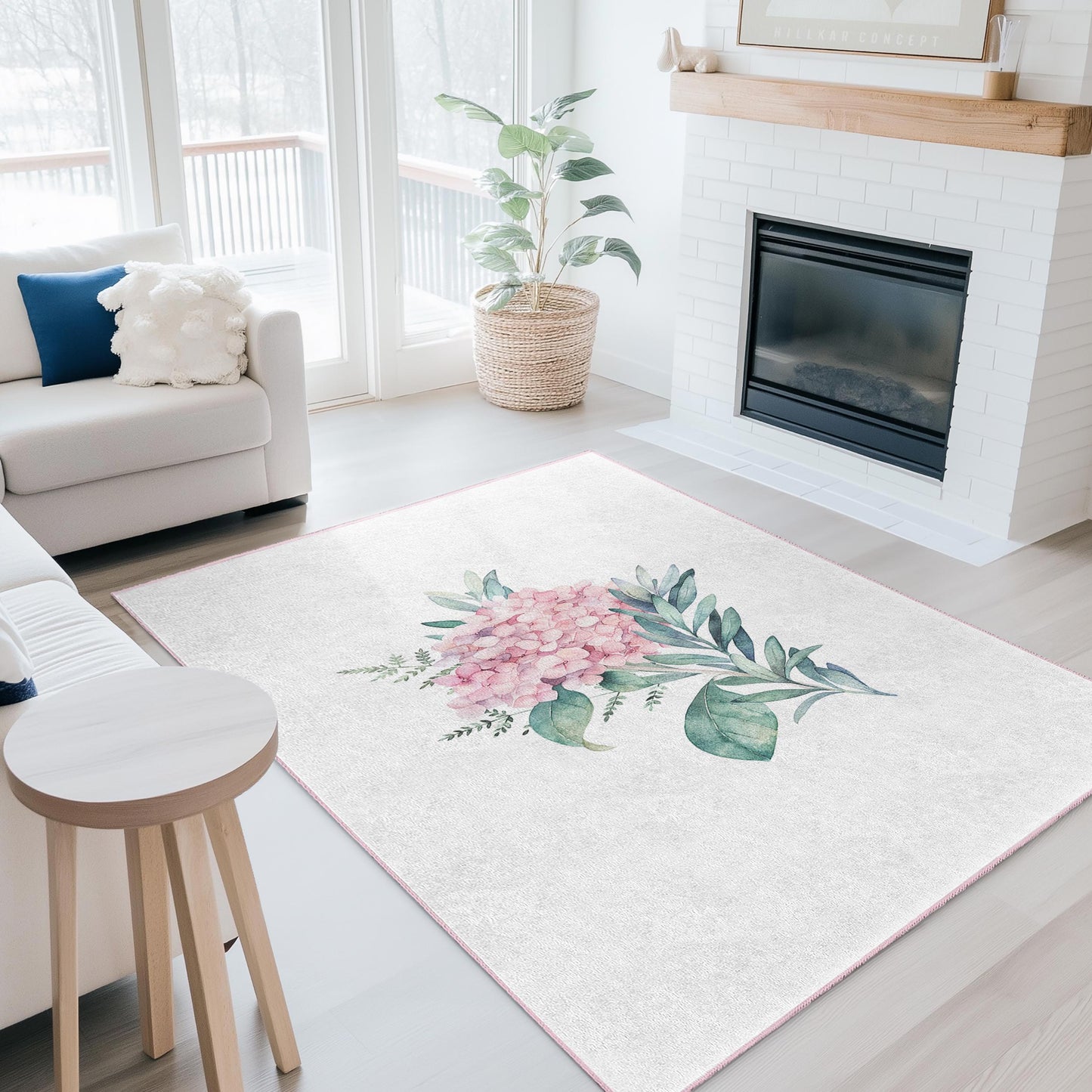 Rechteckiger Teppich mit weichem Blumenmuster, rosa Blumenteppich für Wohnzimmer, Wohnaccessoires, gemütlicher Schlafzimmerteppich, elegantes Blumendesign