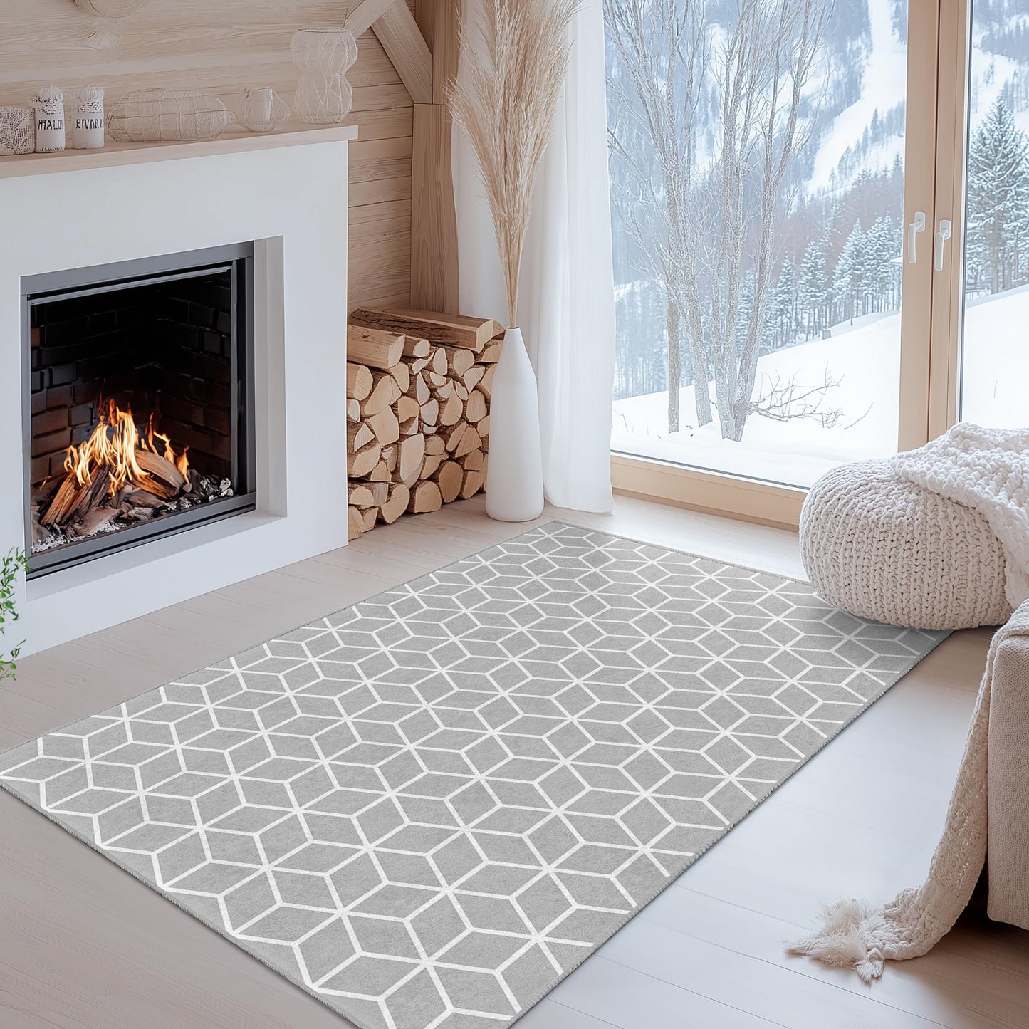 Moderner geometrischer rechteckiger Teppich, stilvolles Wabenmuster, strapazierfähiger Wohnzimmerteppich, schicke Schlafzimmerdekoration