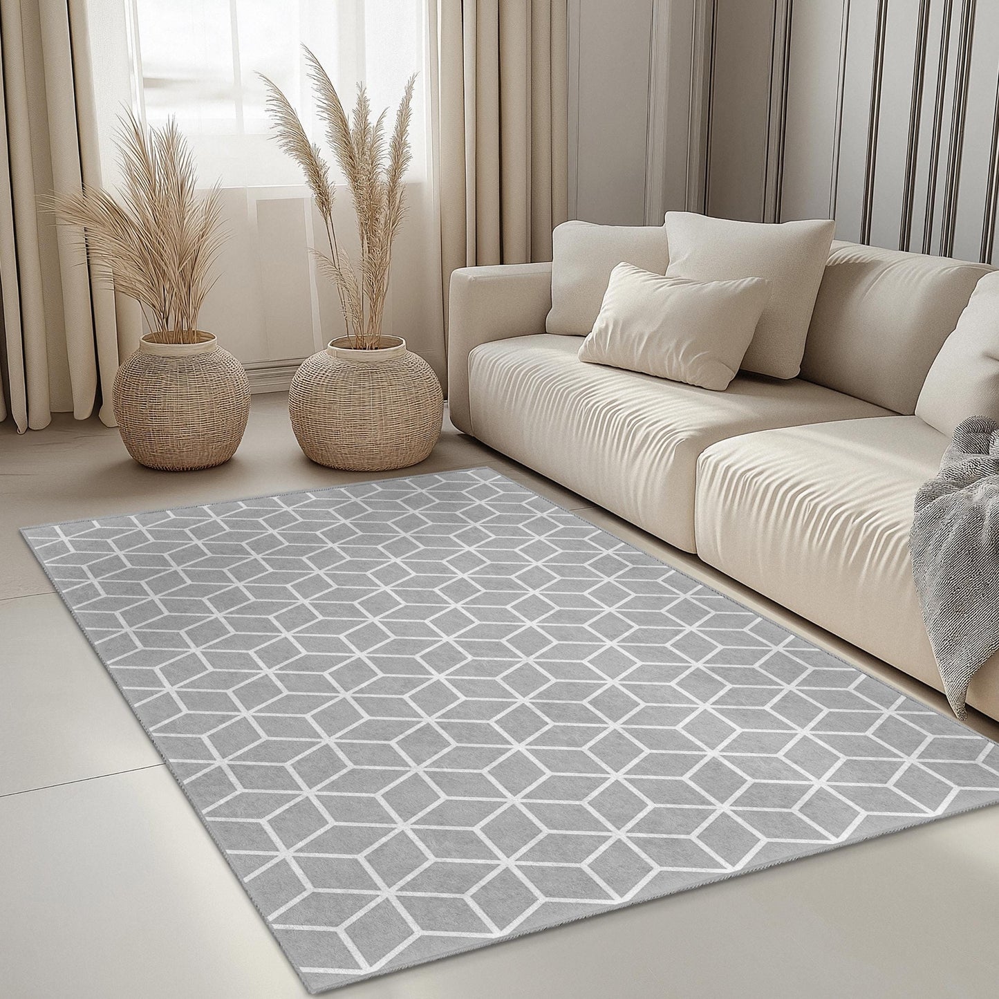 Moderner geometrischer rechteckiger Teppich, stilvolles Wabenmuster, strapazierfähiger Wohnzimmerteppich, schicke Schlafzimmerdekoration