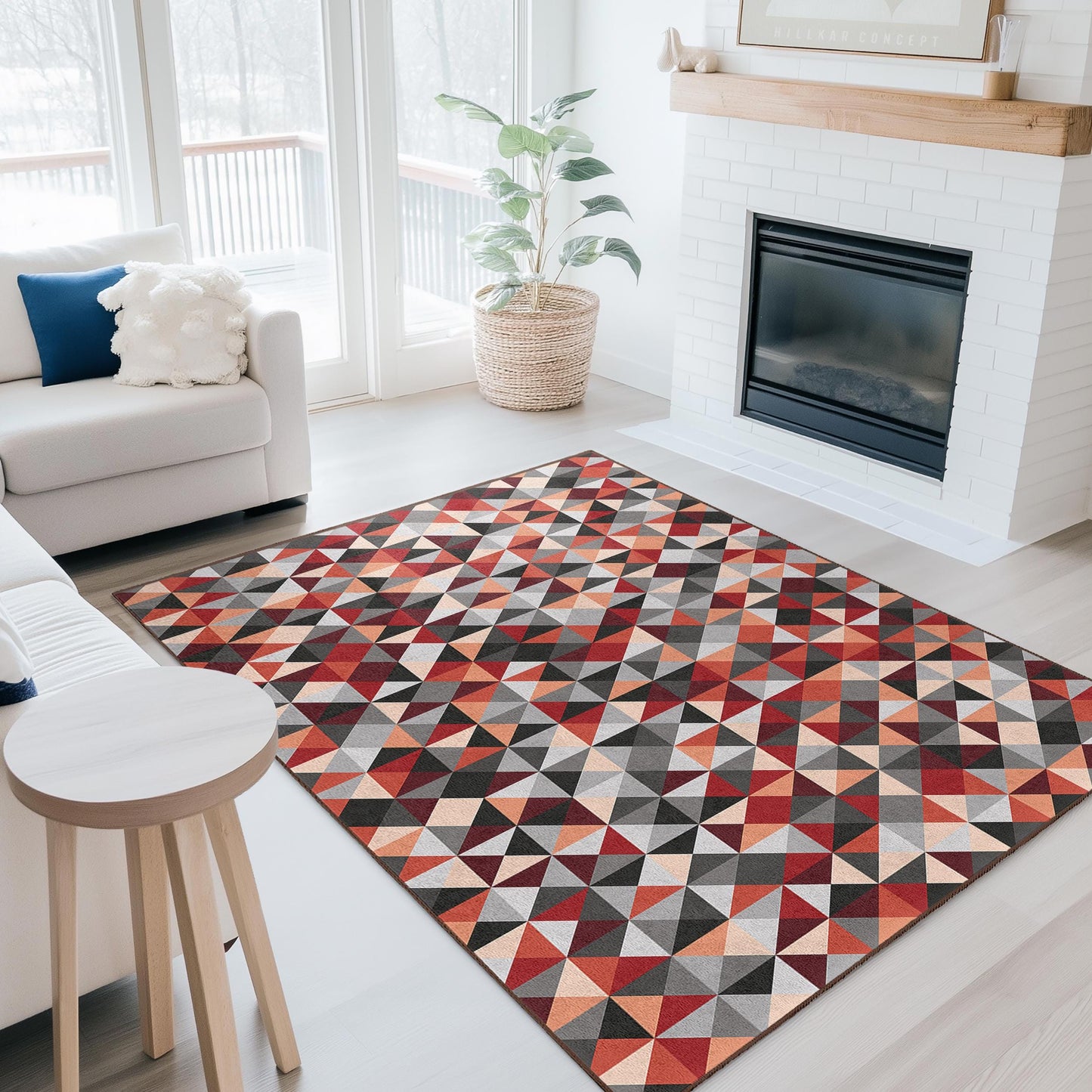 Rechteckiger Teppich mit geometrischem Muster, stilvoller, moderner Bodenbelag, abstrakter Designteppich für Wohnzimmer, Schlafzimmer und mehr.
