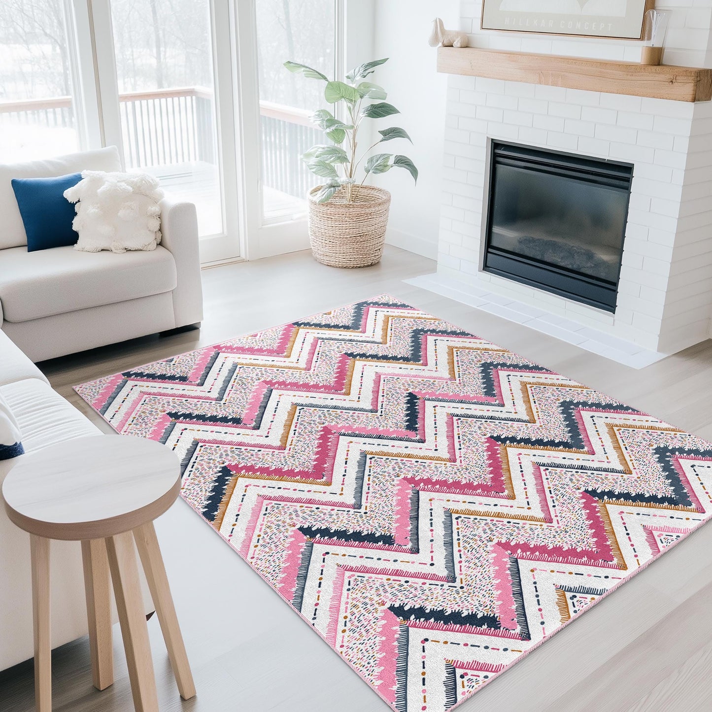 Rechteckiger Teppich mit Chevron-Muster, moderner geometrischer Teppich, weicher Wohnzimmerteppich, stilvolle Wohndekoration, elegante Fußmatte