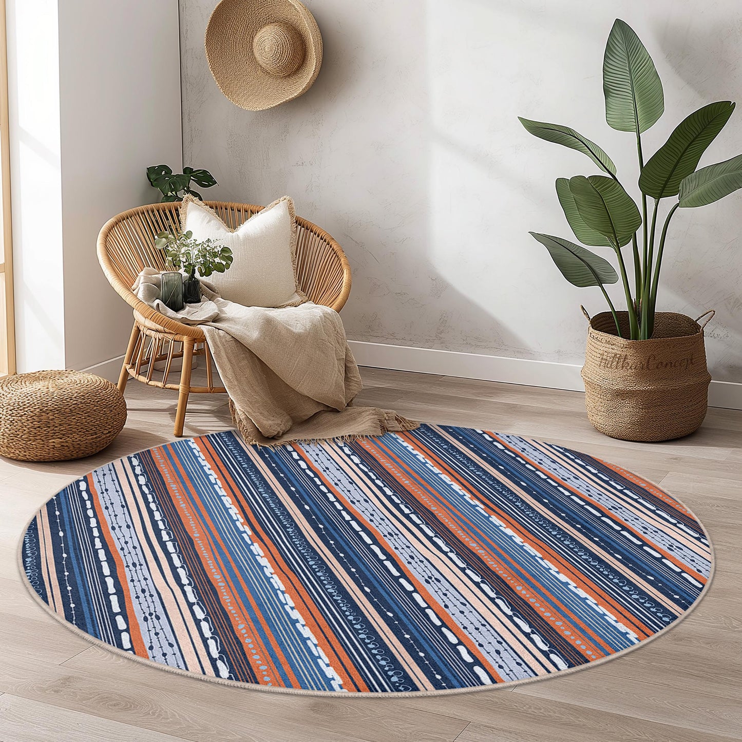 Marineblau gestreifter Teppich, moderner geometrischer rechteckiger Teppich, weicher Indoor-Teppich für das Wohnzimmer, stilvolle Wohndekoration, vielseitig einsetzbarer Teppich
