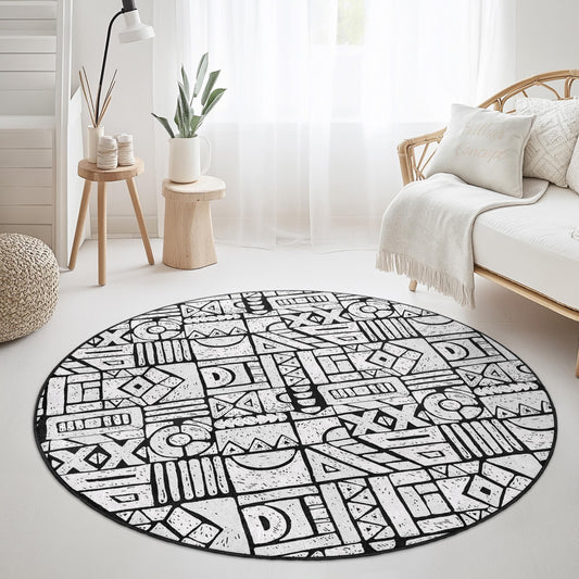 Geometric Pattern Round Area Rug, Modern Circular Rug for Living Room, Stylish Home Decor, Unique Round Floor Mat