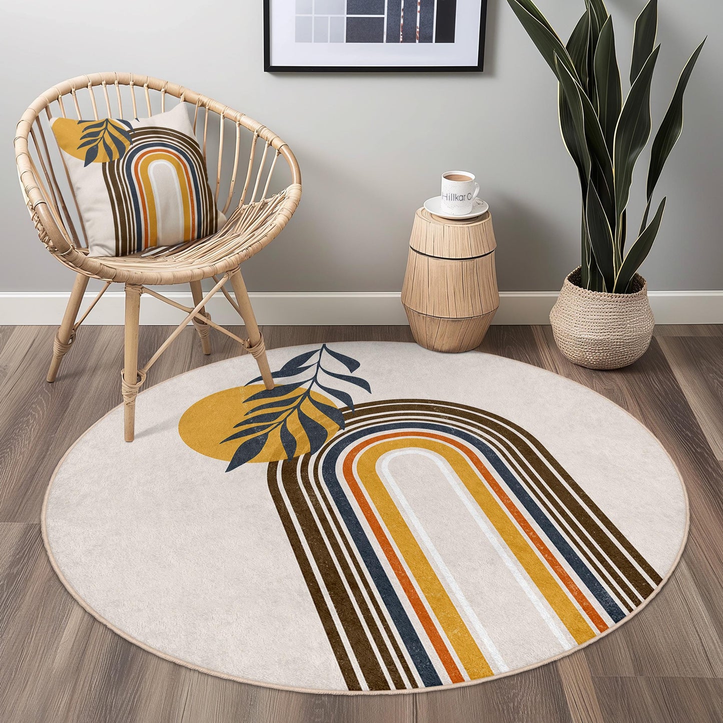 Runder Teppich mit Regenbogenbogen, moderner runder Teppich, dekorativer runder Teppich, Boho-Chic-Wohnzimmerteppich