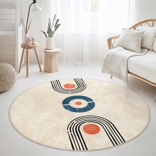 Geometric Round Area Rug, Modern Abstract Circular Carpet, Soft Living Room Rug, Stylish Home Decor, Indoor Round Rug