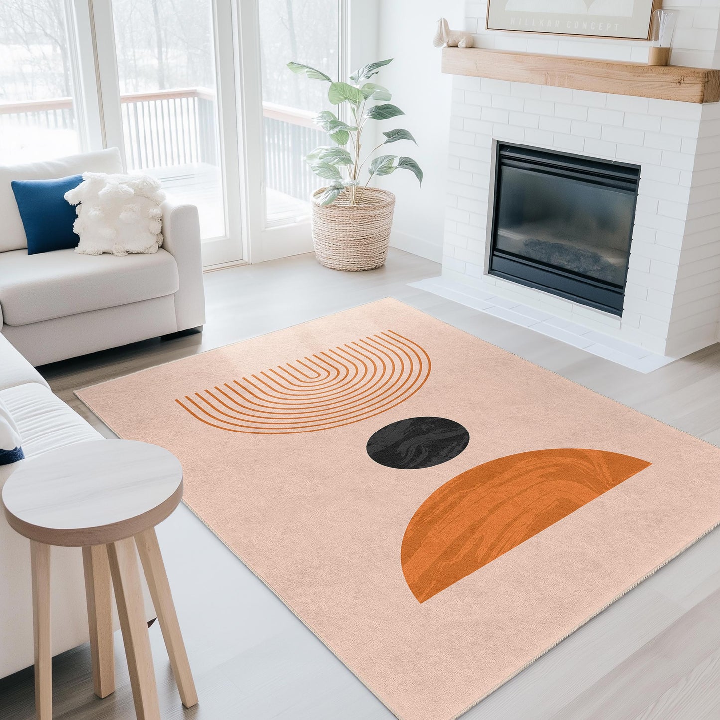 Moderner geometrischer rechteckiger Teppich, minimalistisches Design, stilvoller Wohnzimmerteppich, Boho-Dekor, zeitgenössisches Wohnaccessoire