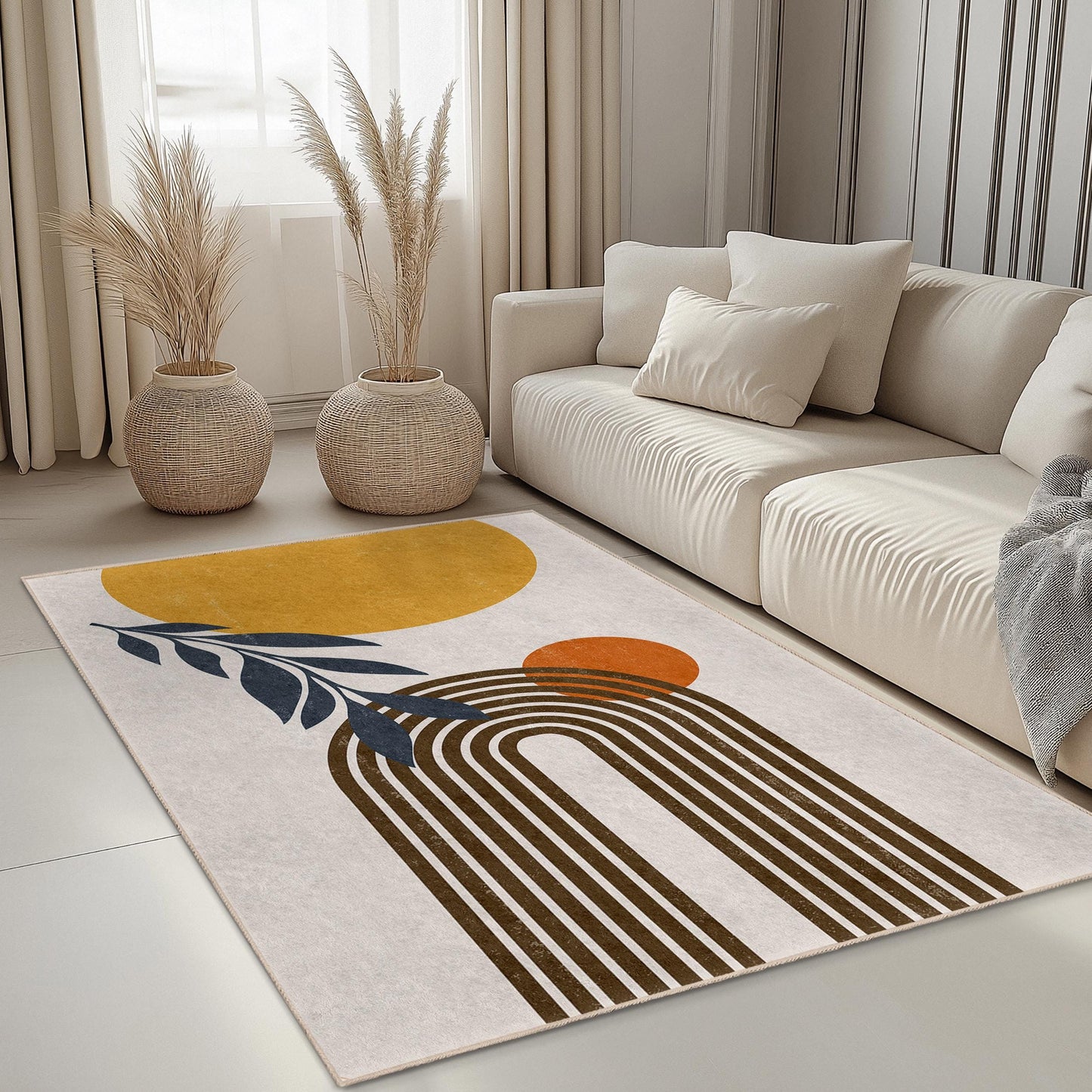 Rechteckiger Teppich mit abstraktem Regenbogenmuster, moderner Wohnteppich, geometrisches Muster, Akzentteppich für das Wohnzimmer, stilvolle Fußmatte