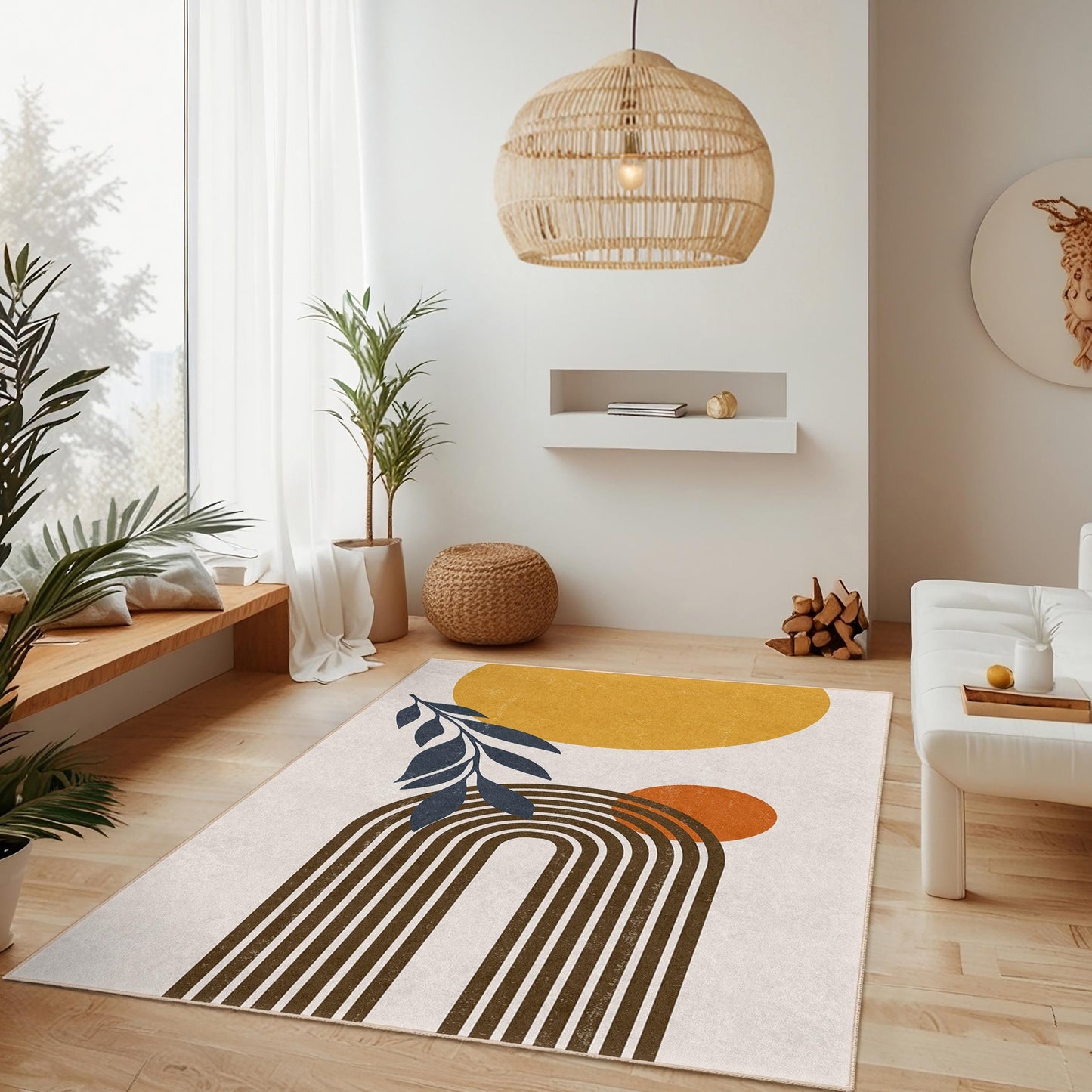 Rechteckiger Teppich mit abstraktem Regenbogenmuster, moderner Wohnteppich, geometrisches Muster, Akzentteppich für das Wohnzimmer, stilvolle Fußmatte