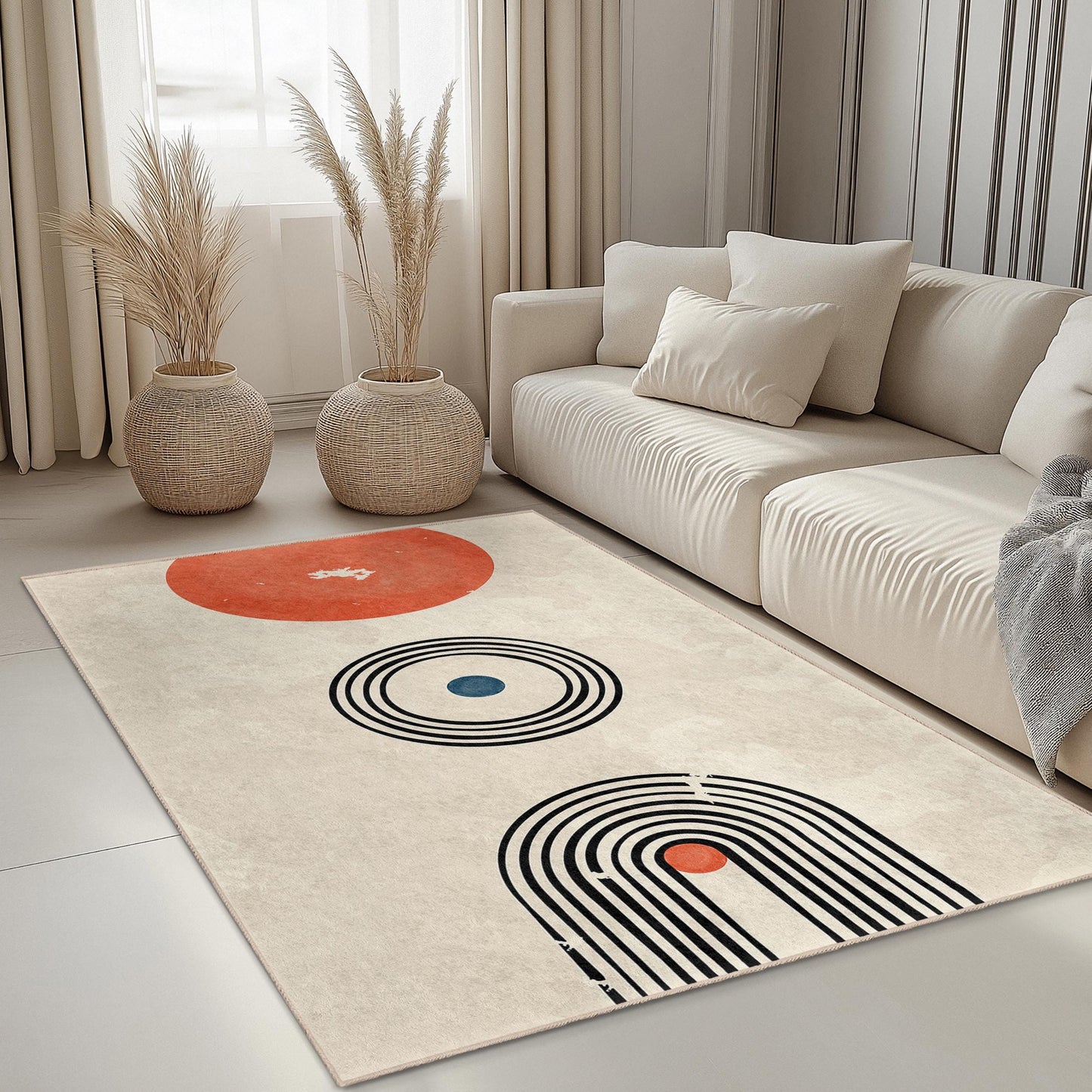 Moderner rechteckiger Teppich mit geometrischem Muster, abstraktes Design, Wohnzimmerteppich, Schlafzimmerteppich, stilvolle Wohnaccessoires