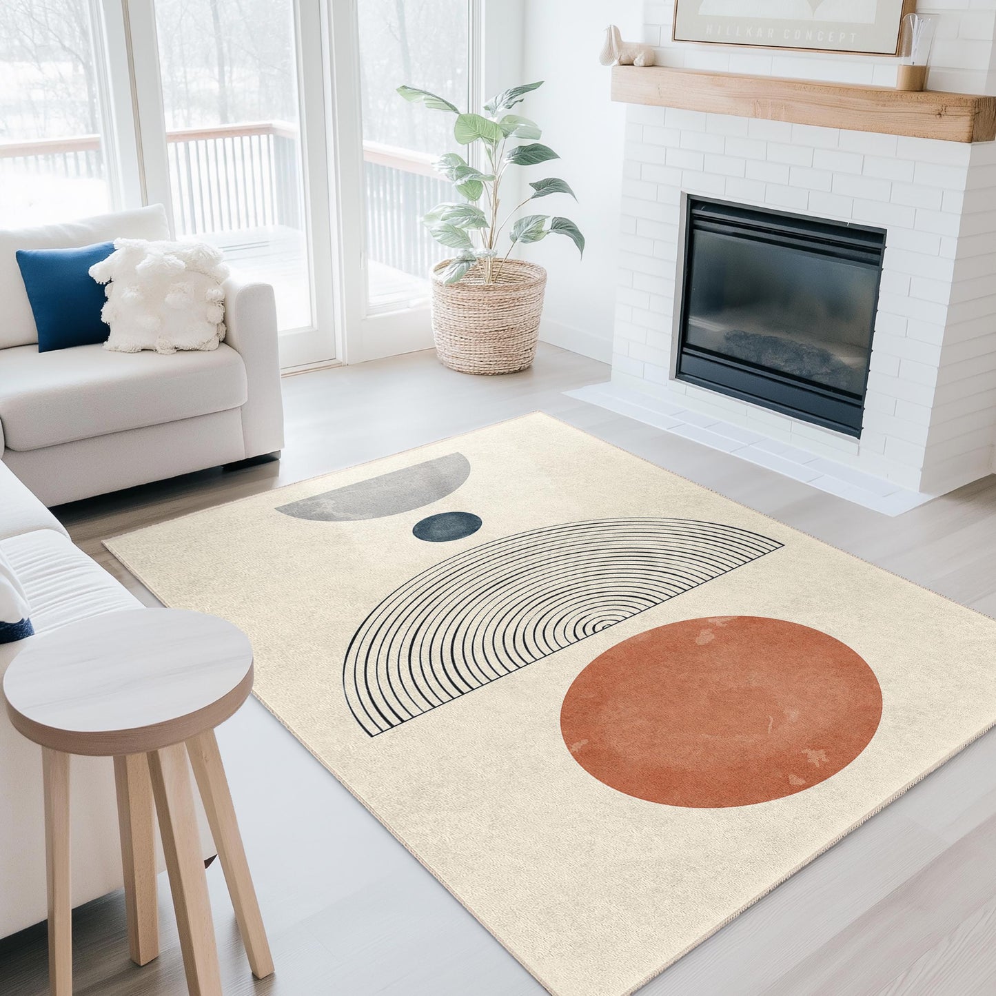Moderner geometrischer Rechteckteppich, abstrakter Musterteppich, stilvoller Wohnzimmerteppich, einzigartige Wohndekoration, weiche Bodenmatte für jeden Raum