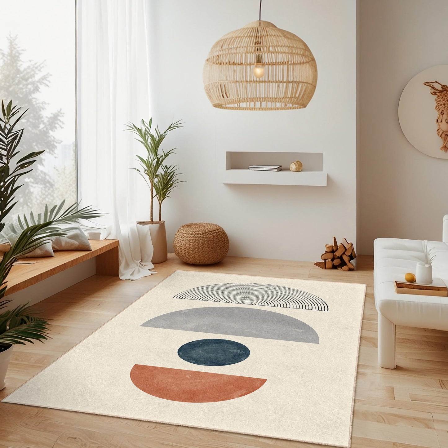 Rechteckiger Teppich mit geometrischem, abstraktem Muster, moderner Teppich, dekorative Fußmatte für Wohnzimmer, Schlafzimmer und Büro