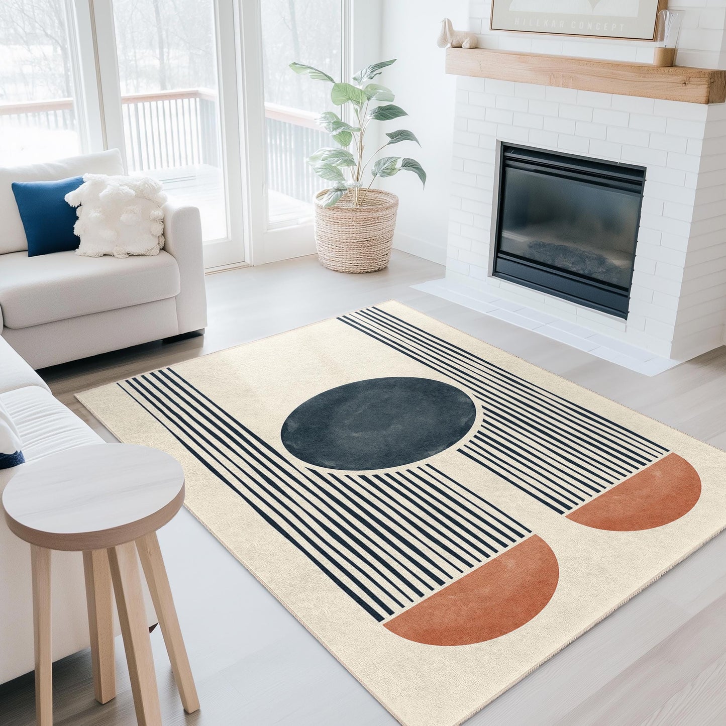 Moderner geometrischer Rechteckteppich, stilvolle abstrakte Fußmatte, dekorativer Wohnzimmerteppich, schickes Wohnaccessoire