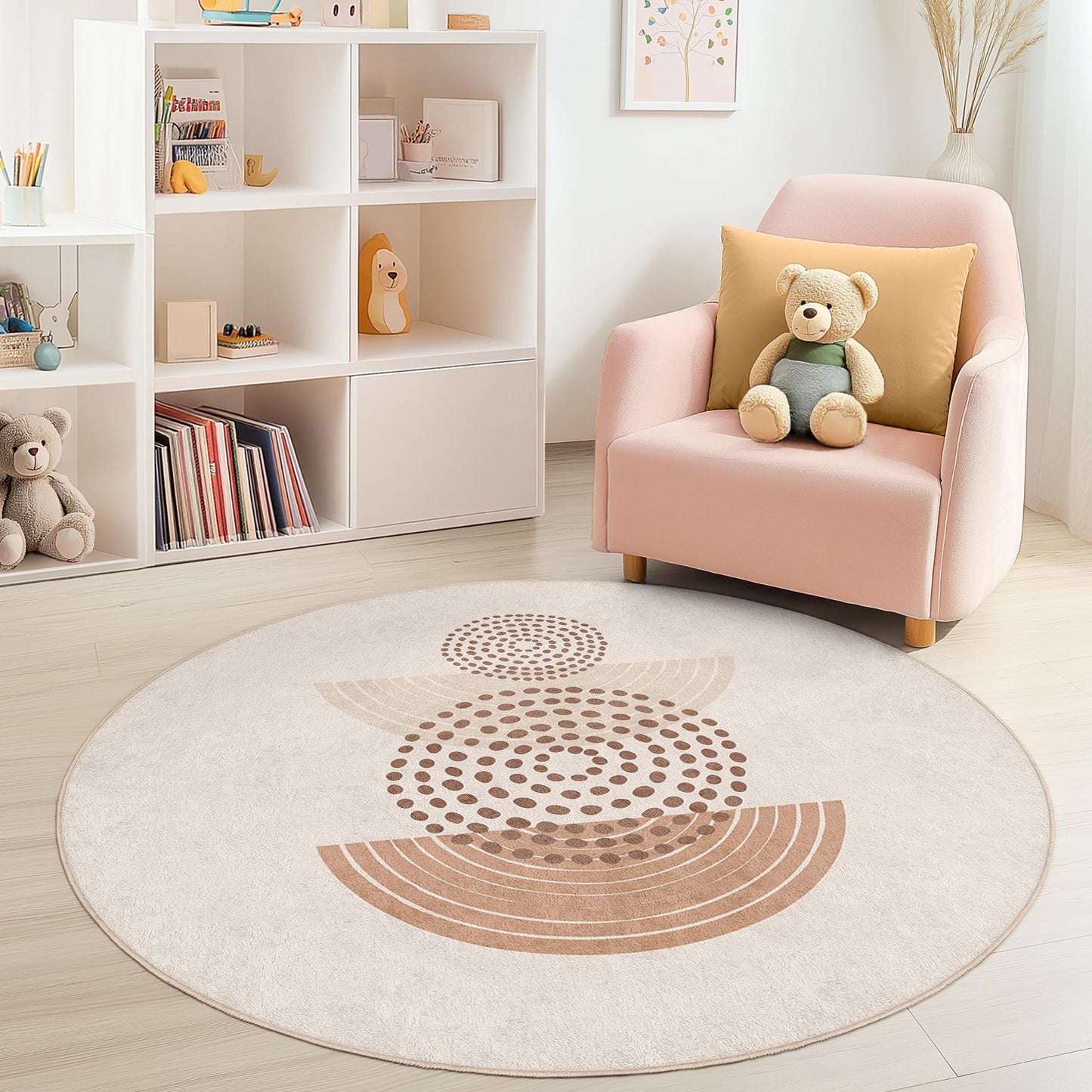 Geometrischer Kreisteppich, runder Musterteppich, weicher Kinderzimmerteppich, moderne Kinderzimmerdekoration, Spielzimmerteppich, Teppich mit Kreisdesign