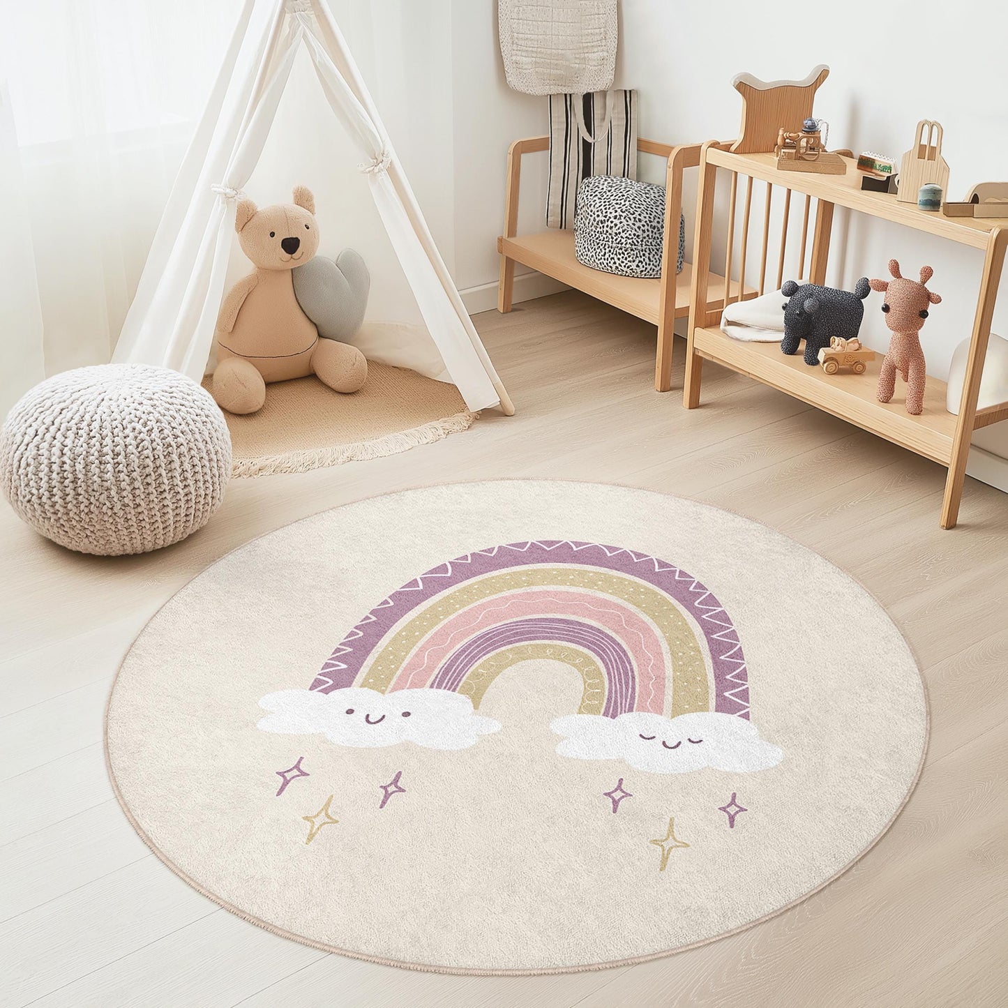 Regenbogen-Spielteppich: Weicher Teppich fürs Kinderzimmer