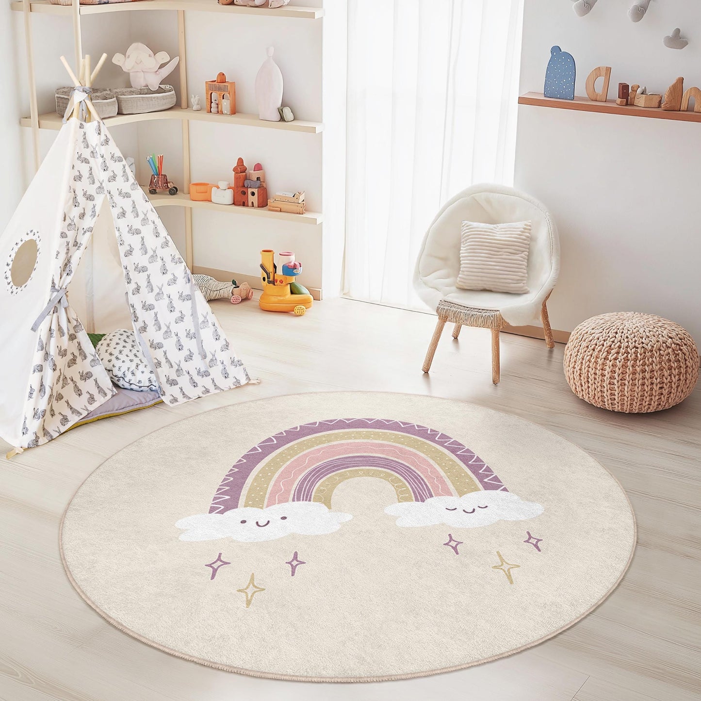 Rainbow Play Rug: Soft Nursery Carpet for Kids Room