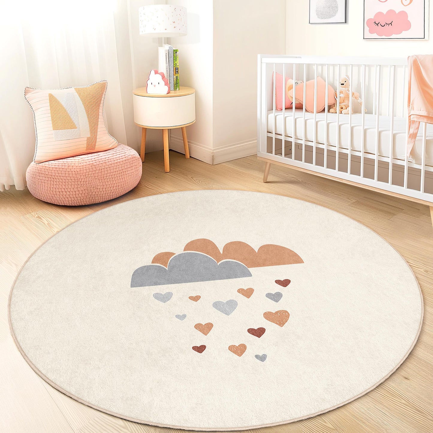 Wolken- und Herzensteppich für Kinder: Weicher Teppich für Kinderzimmer und Spielzimmer
